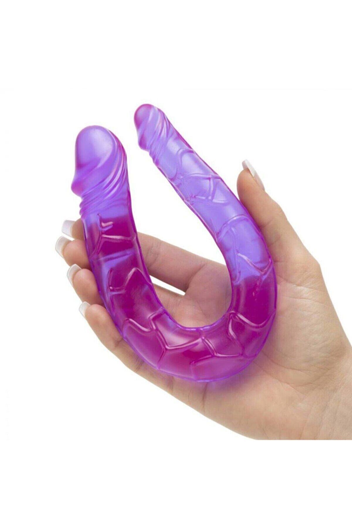 Meyrabest Mi̇ni̇ Di̇ldo &Ccedil;i̇ft Taraflı Pembe Jel Peni̇s 18 Cm