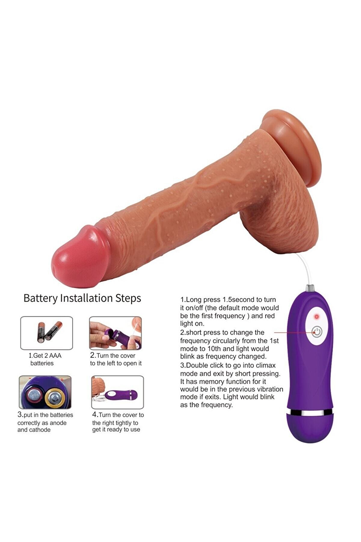 Erox Di̇ldo Seri̇es Buru 22 Cm 10 Mod Doğal Reali̇sti̇k Vi̇brat&ouml;r