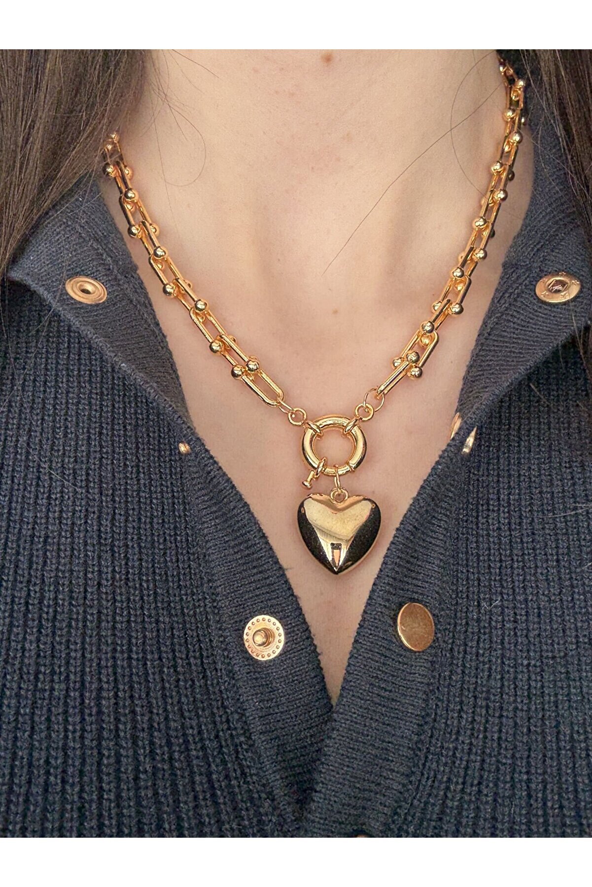 Ateli̇er Emi̇ne Kalp Charmlı Gold Kolye