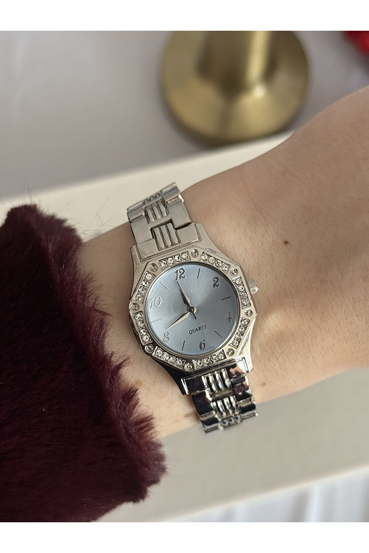 Ateli̇er Emi̇ne Mavi̇ Cam Si̇lver Detay Saat