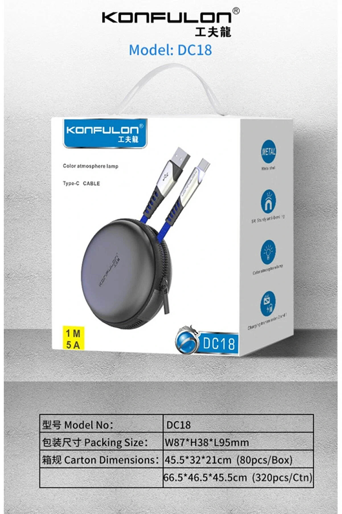 Oem Li̇taetrend Dc18 Type-C Kablo 1M 5A - Kırmızı