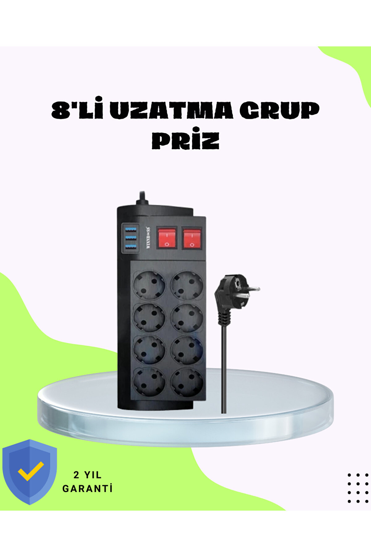 Zero Land Termal Korumalı 8 Pri̇zli̇ 3 Usb&rsquo;li̇ Uzatma Kablosu