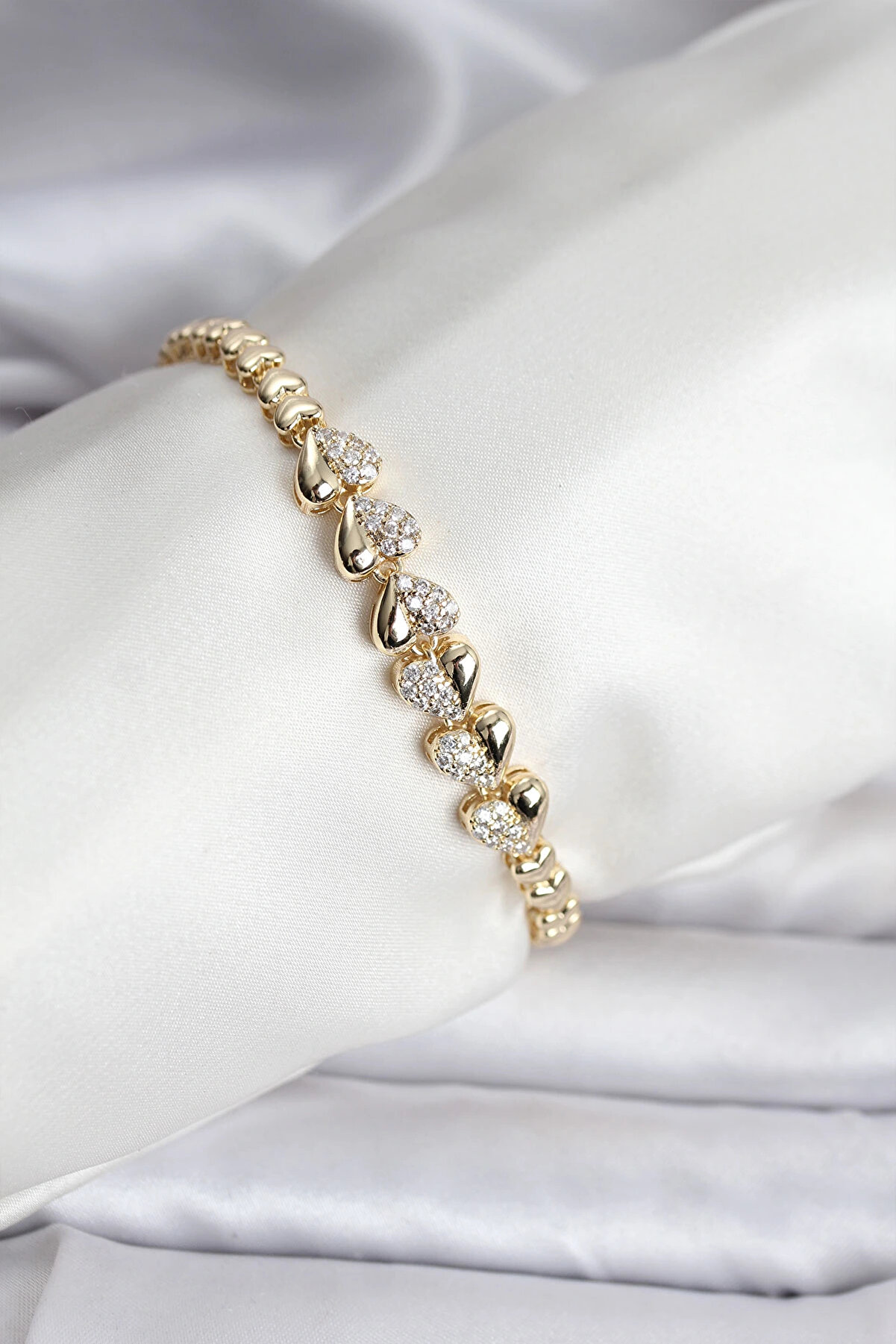 Toptan Bulurum 14K Gold Renk Kaplama Kalp Model Cm Kadın Bi̇lekli̇k