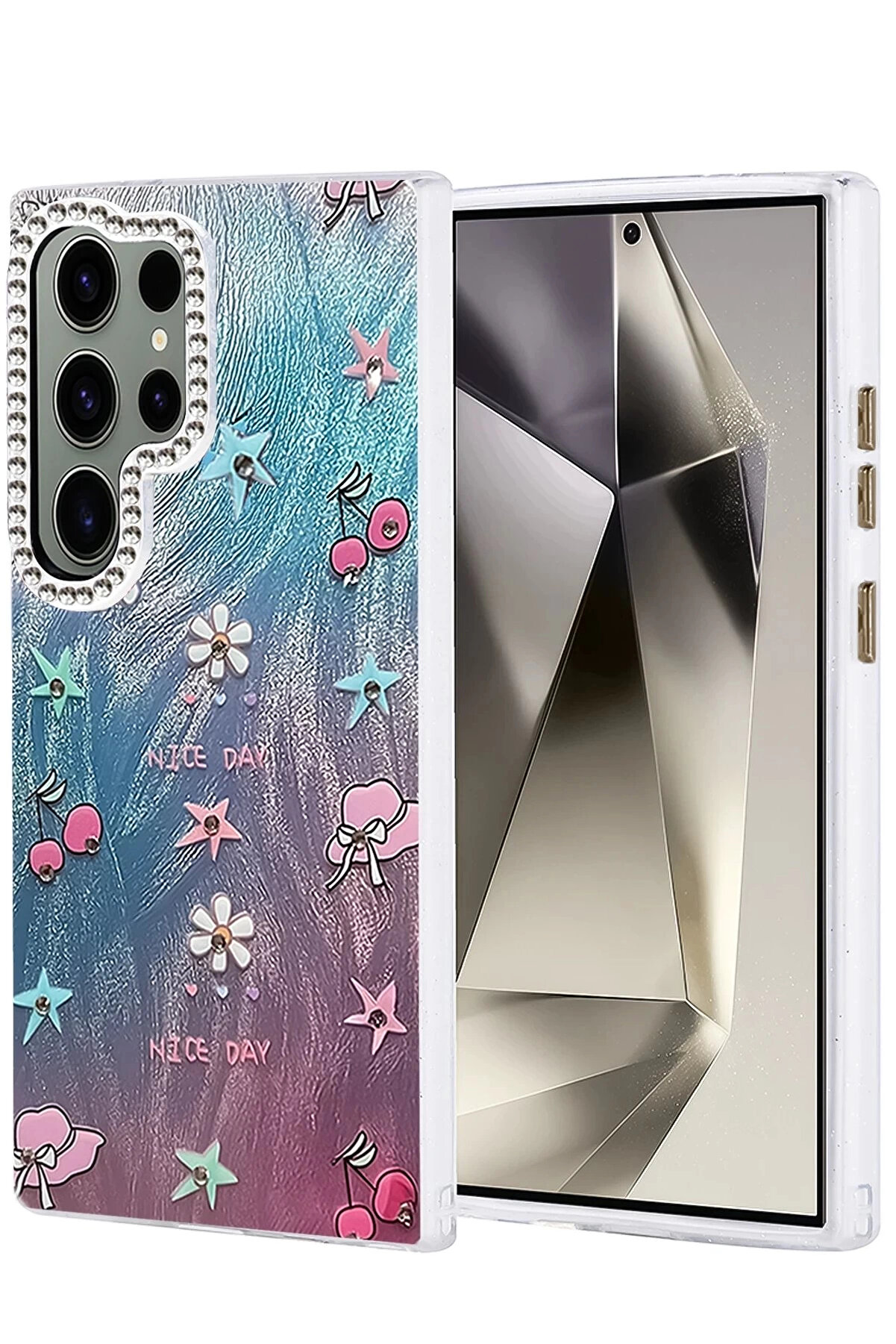 Buti̇k Samsung Galaxy S24 Ultra Kılıf Blade Aynalı Desenli̇ Kapak - Desen 4-(5796)