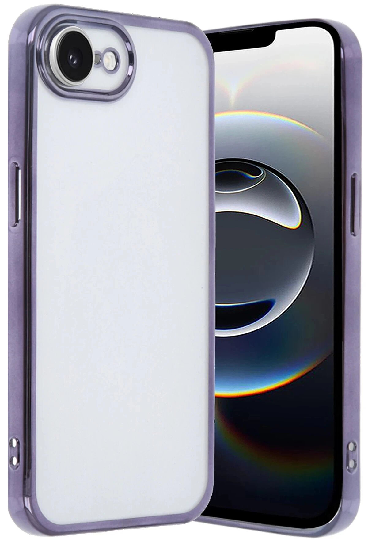 Buti̇k İphone 16E Kılıf Lensli̇ Si̇li̇kon - Mor-(5796)