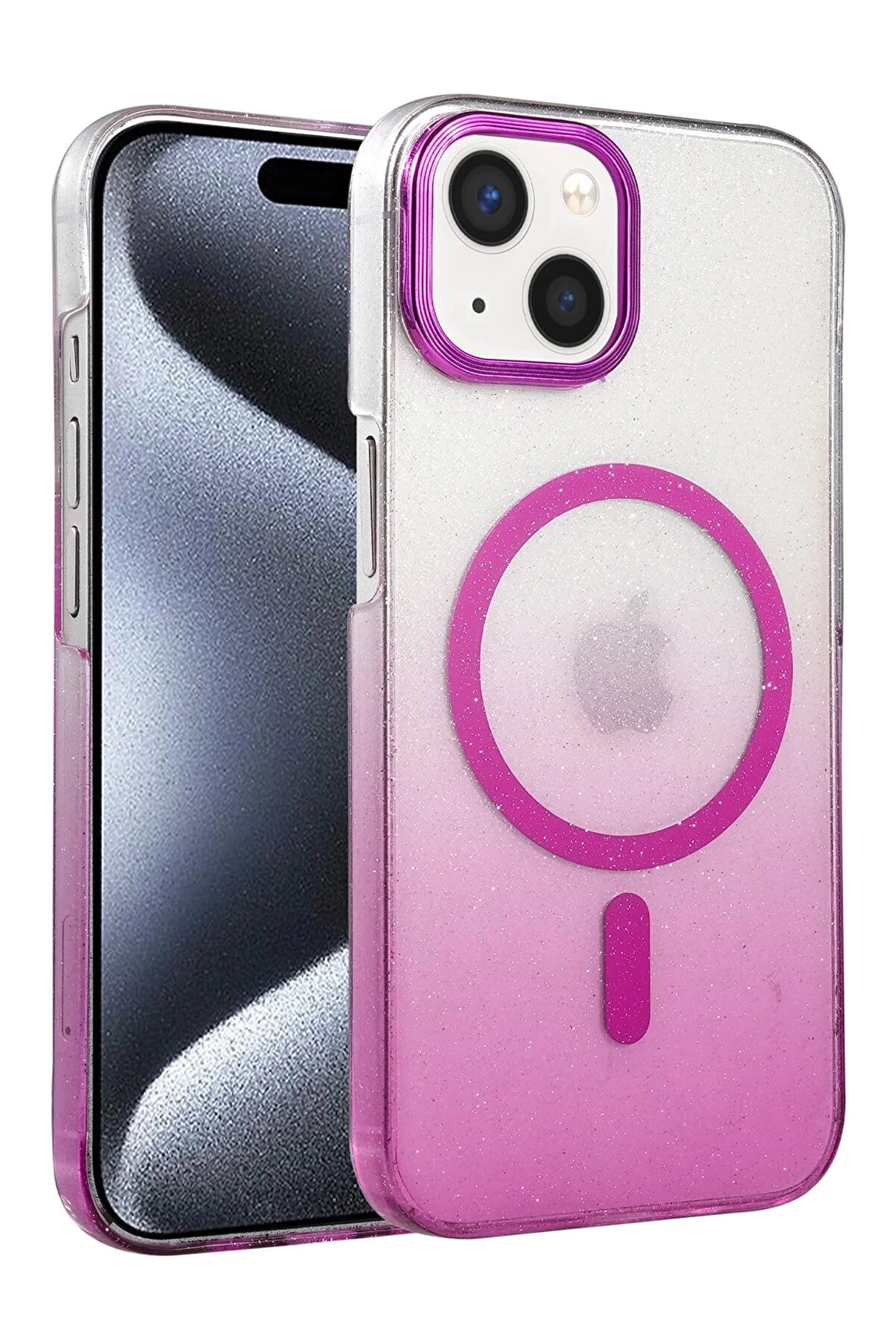 Buti̇k Apple İphone 14 Glossy Magsafe Kapak - Mor-(5796)