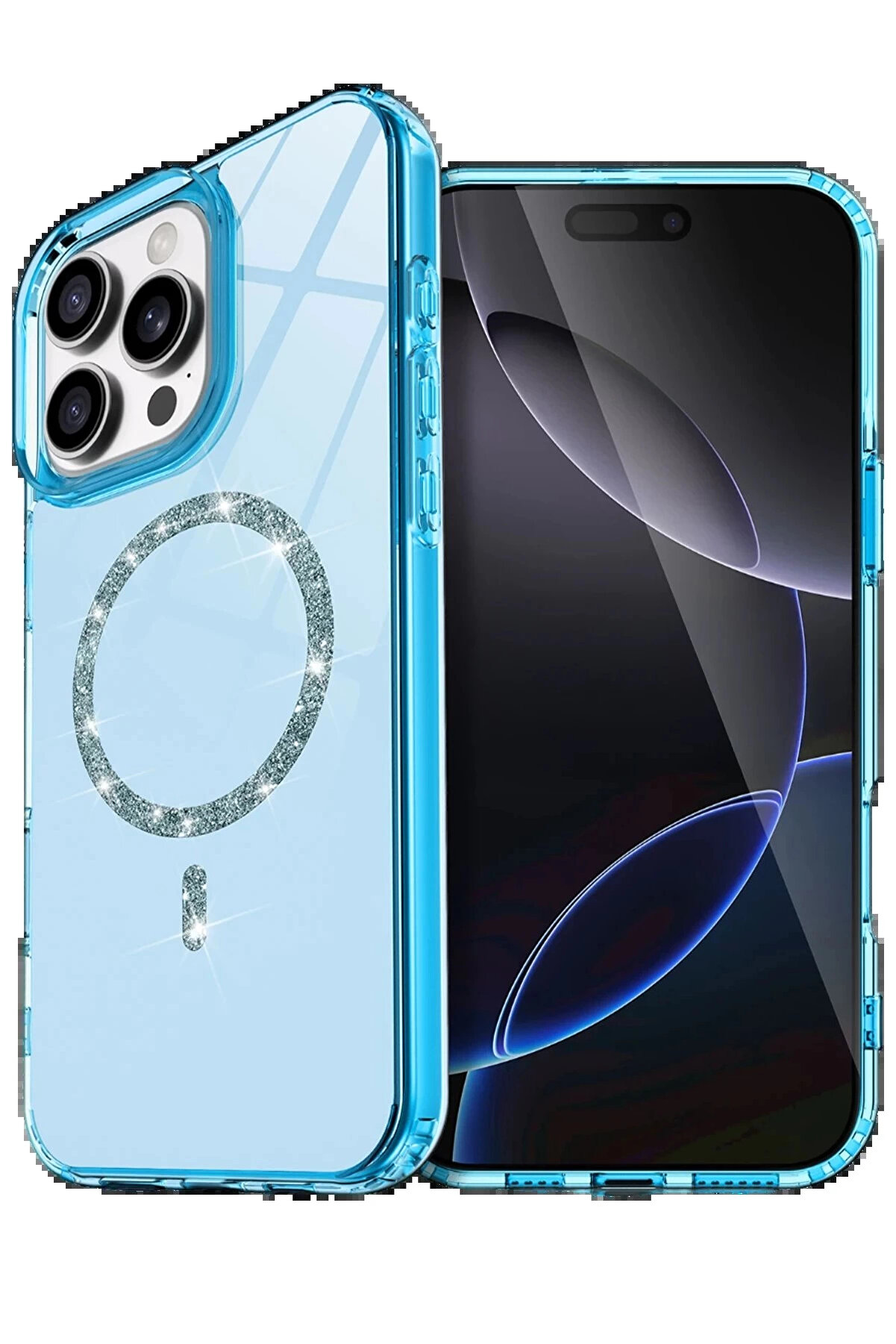 Buti̇k Apple İphone 16 Pro Max Li̇ve Di̇amond Magsafe Kapak - Mavi̇-(5796)