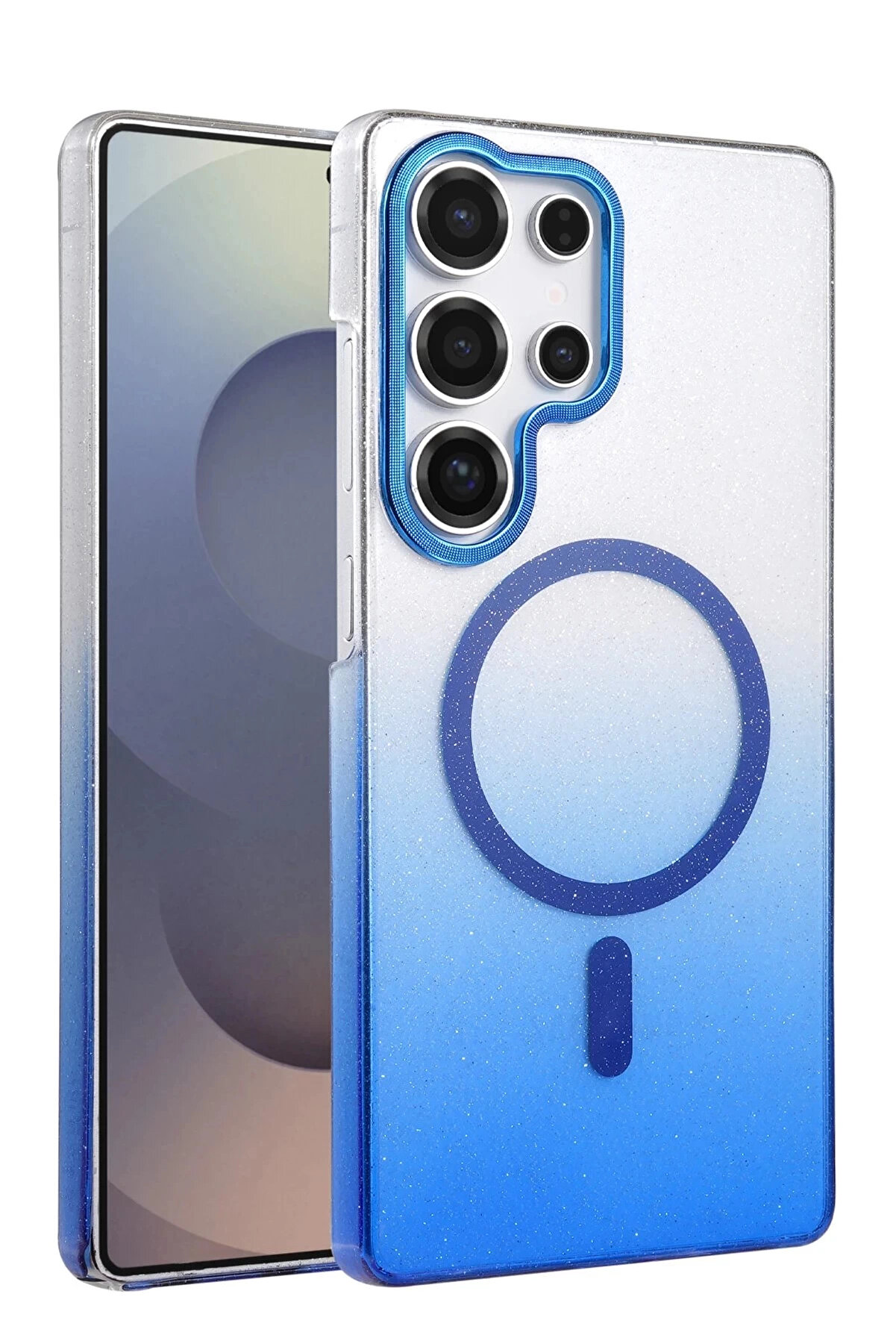Buti̇k Samsung Galaxy S23 Ultra Glossy Magsafe Kapak - Mavi̇-(5796)