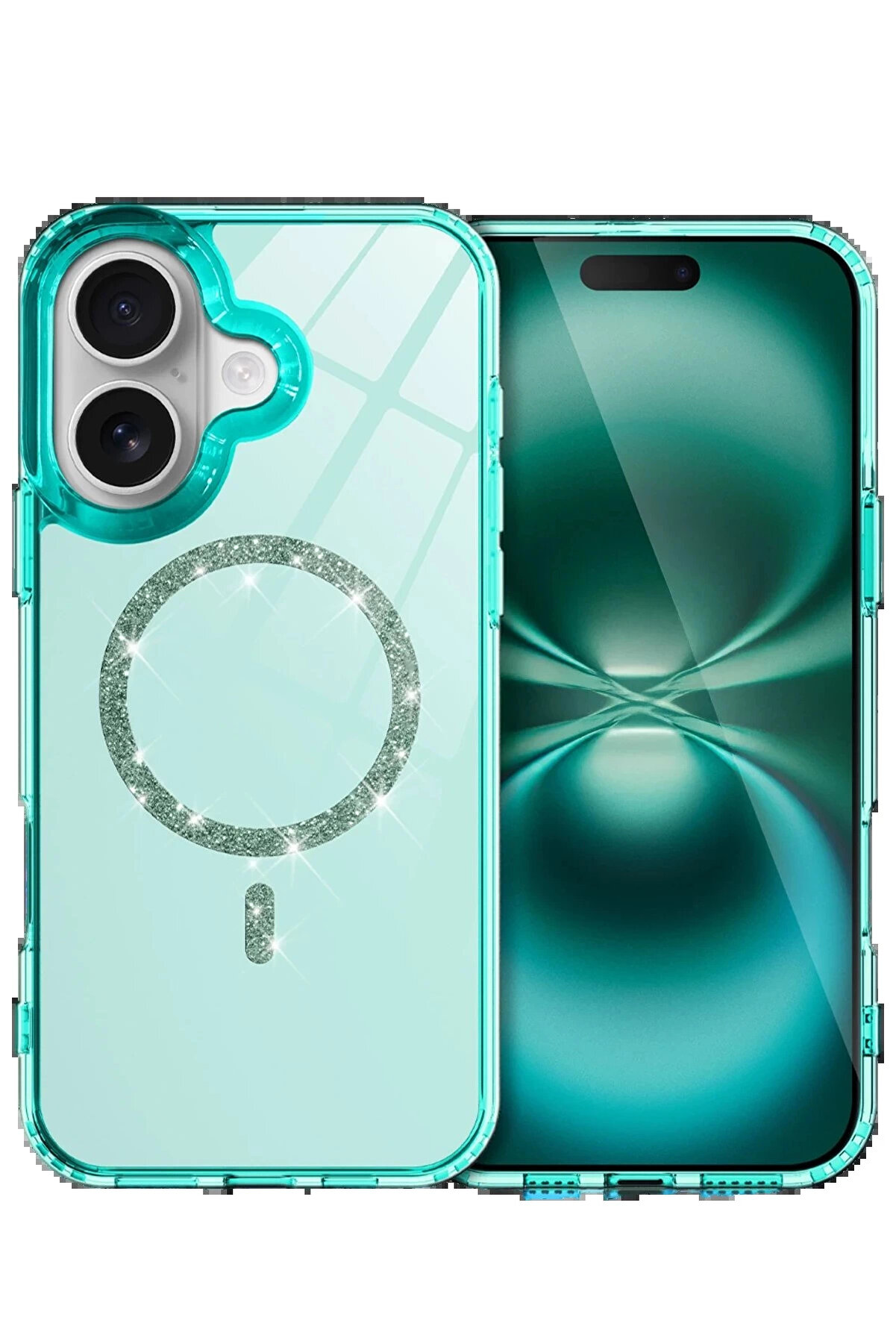 Buti̇k Apple İphone 16 Plus Li̇ve Di̇amond Magsafe Kapak - Yeşi̇l-(5796)