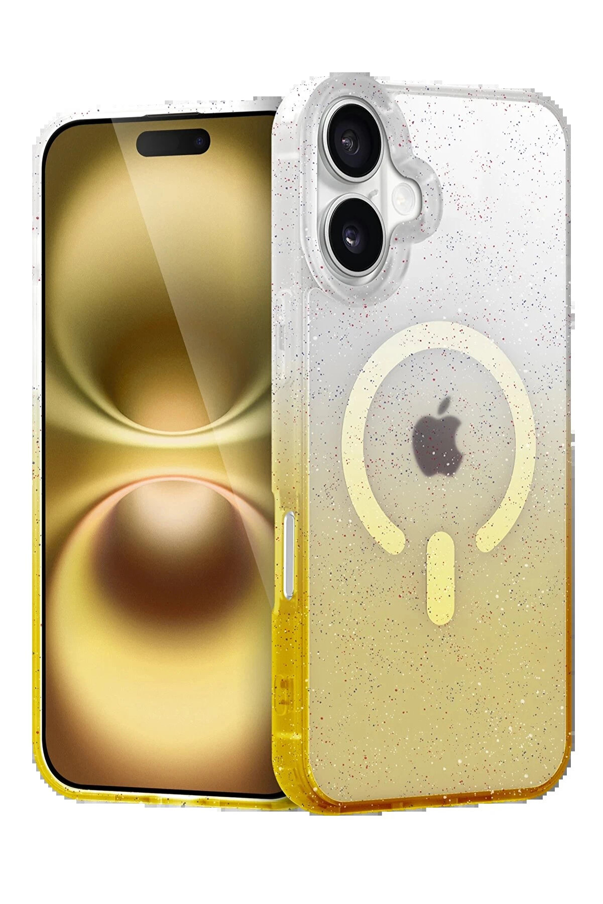 Buti̇k Apple İphone 16 Plus Pummel Shi̇ny Magsafe Kapak - Gold-(5796)