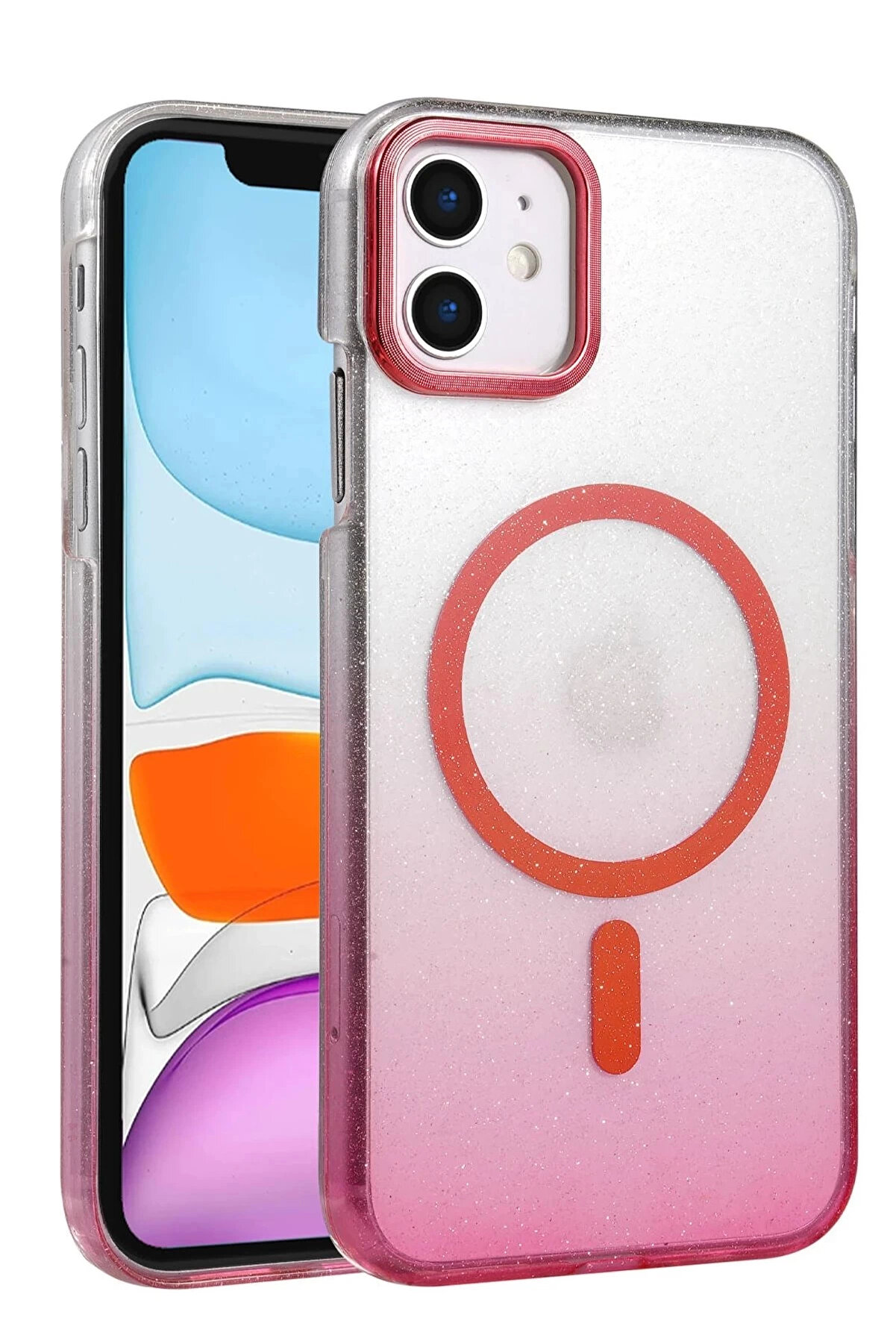 Buti̇k Apple İphone 12 Glossy Magsafe Kapak - Pembe-(5796)