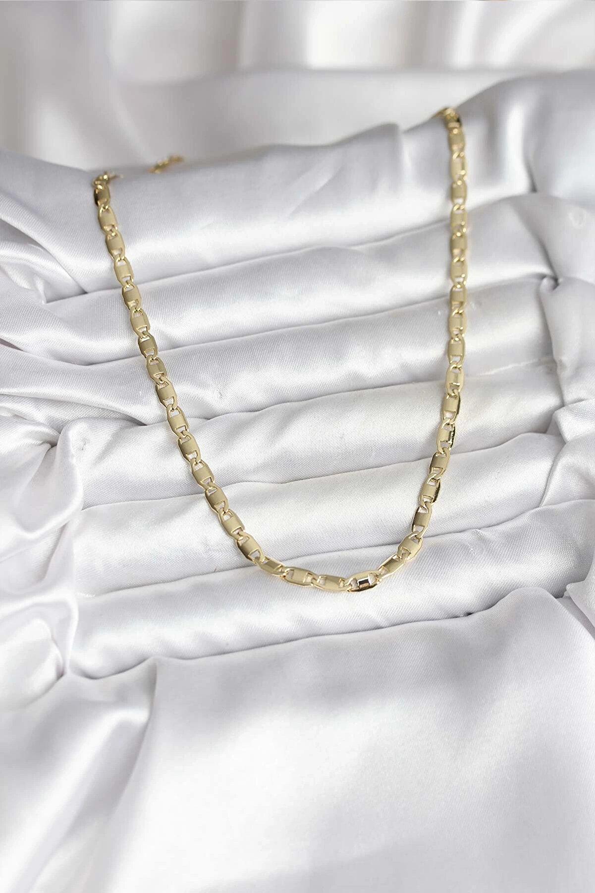 Sorvi̇enne Bfs 14K Gold Renk Kaplama Plaka Ezme Model Zi̇nci̇rli̇ Cm Kadın Kolye