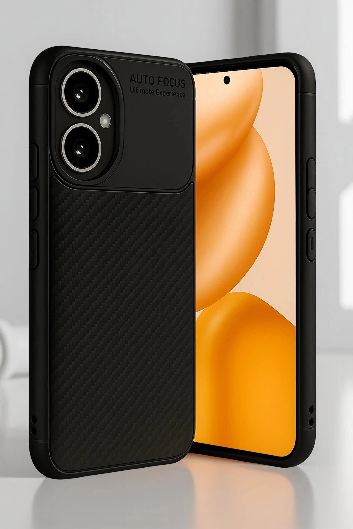 Buti̇k Honor 400 Kılıf Auto Focus Karbon Kapak - Si̇yah-(5796)