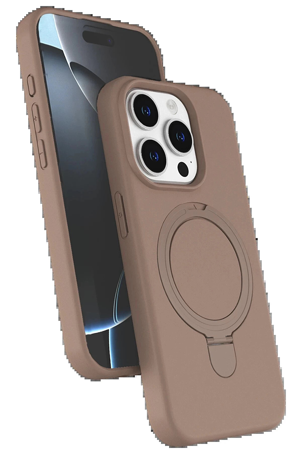 Buti̇k Apple İphone 15 Pro Max Regal Magsafe Standlı Kapak - &Ccedil;&ouml;l Ti̇tanyum-(5796)