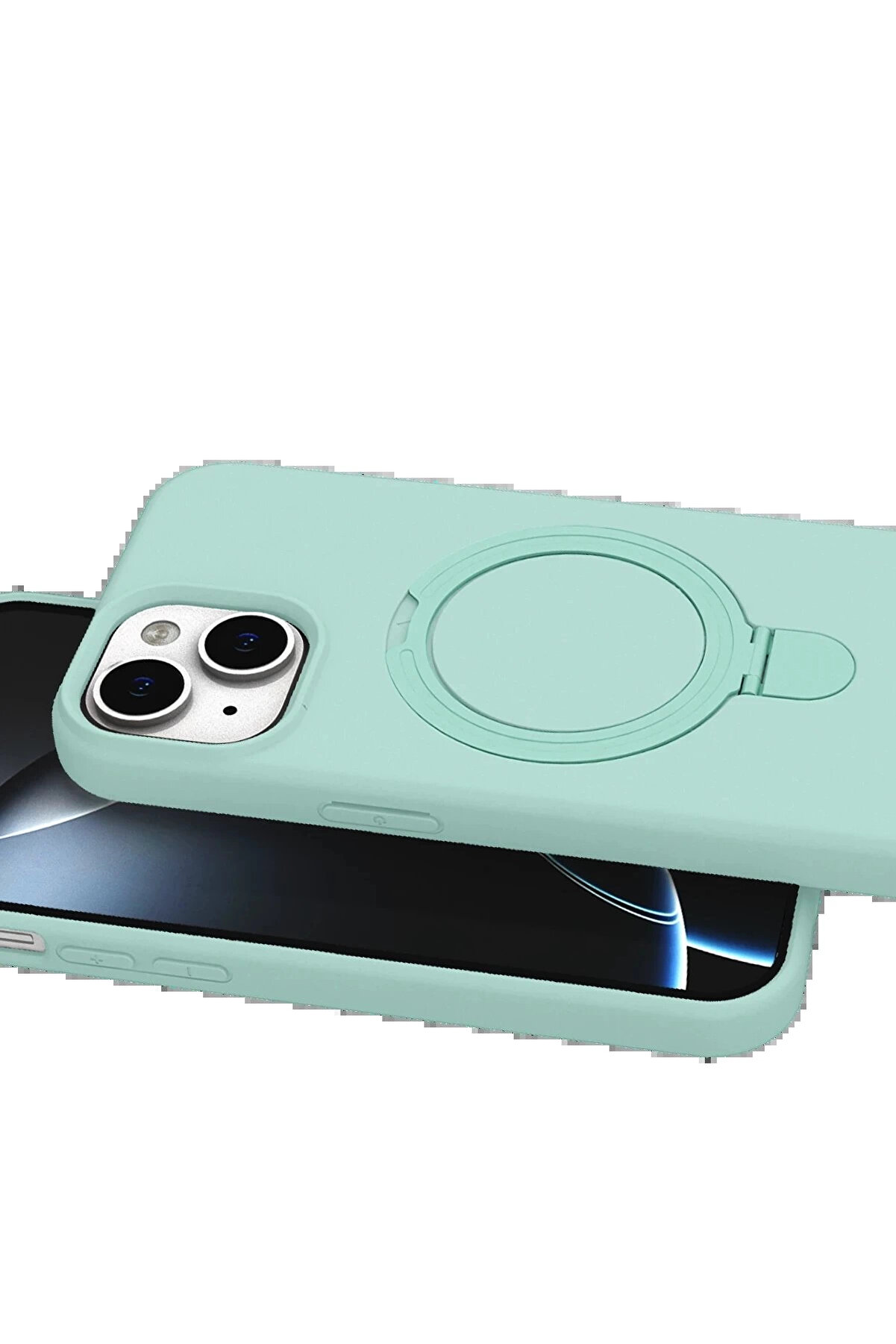 Buti̇k Apple İphone 15 Plus Regal Magsafe Standlı Kapak - Su Yeşi̇li̇-(5796)