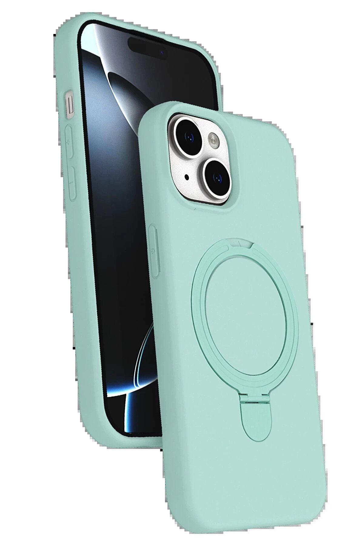 Buti̇k Apple İphone 15 Plus Regal Magsafe Standlı Kapak - Su Yeşi̇li̇-(5796)