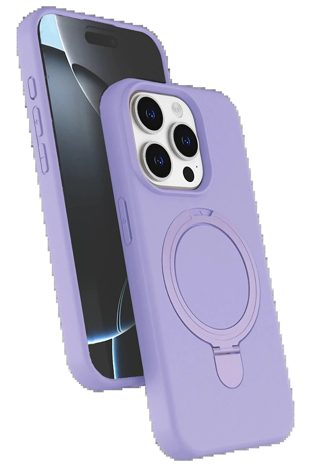 Buti̇k Apple İphone 15 Pro Max Regal Magsafe Standlı Kapak - Li̇la-(5796)