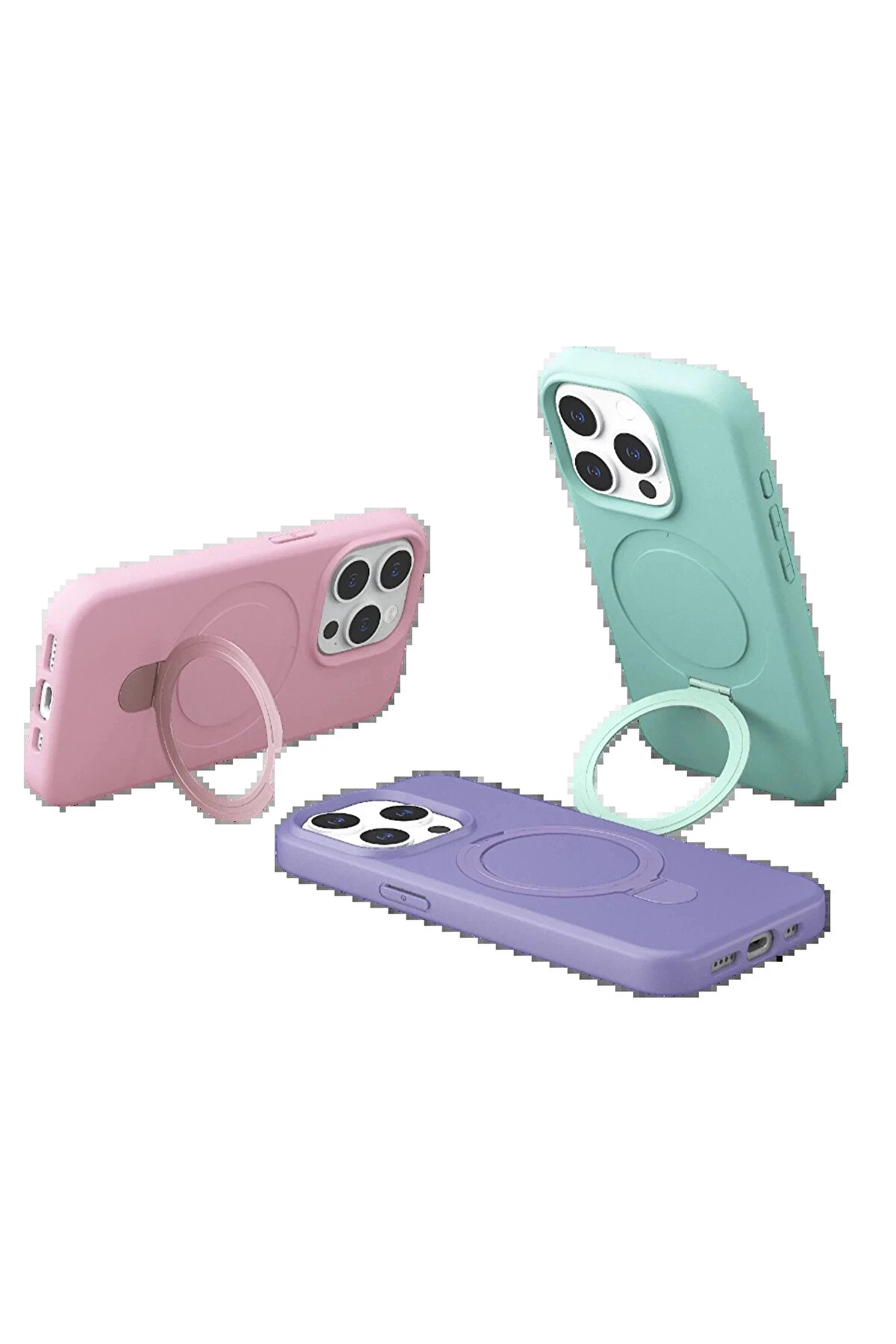 Buti̇k Apple İphone 14 Pro Max Regal Magsafe Standlı Kapak - A&ccedil;ık Pembe-(5796)