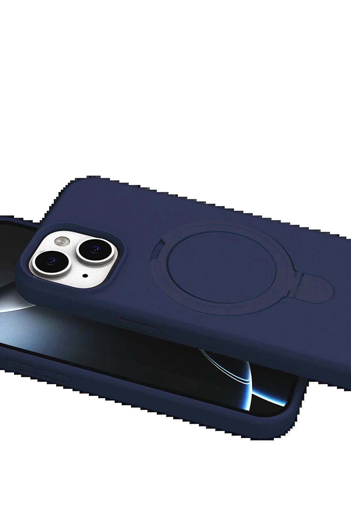 Buti̇k Apple İphone 14 Regal Magsafe Standlı Kapak - Laci̇vert-(5796)