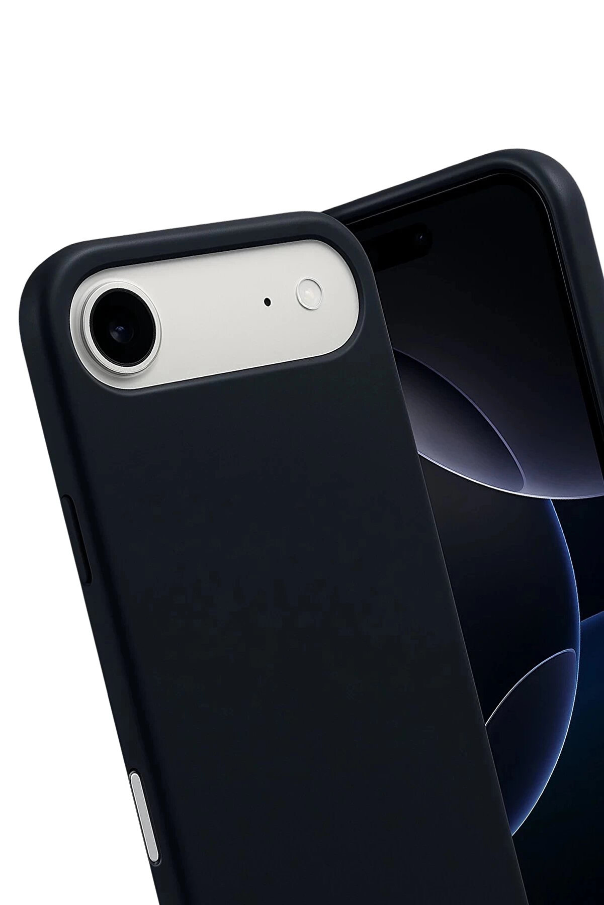 Buti̇k Apple İphone 17 Ai̇r Nano İ&ccedil;i̇ Kadi̇fe Si̇li̇kon - Si̇yah-(5796)