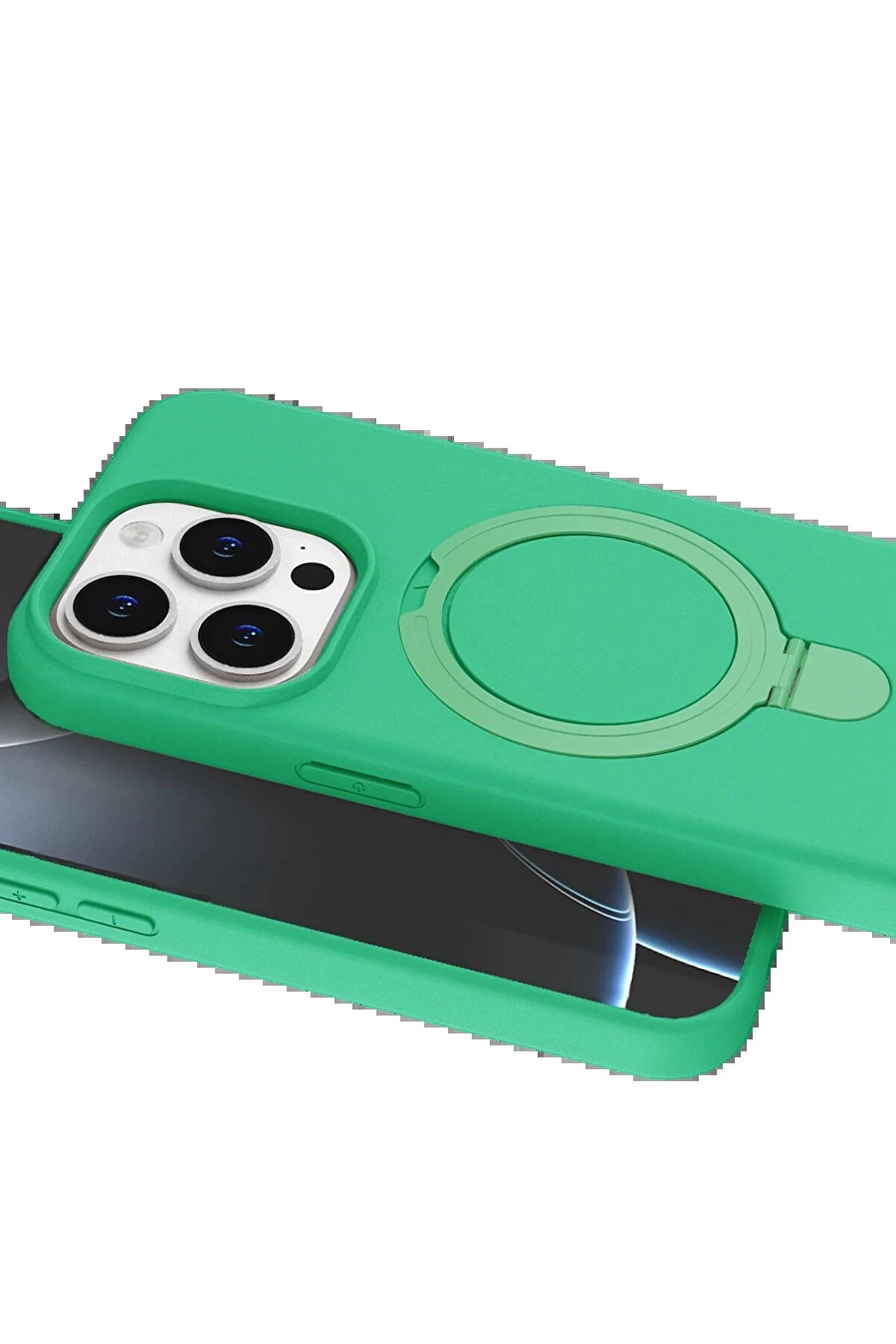 Buti̇k Apple İphone 15 Pro Max Regal Magsafe Standlı Kapak - Yeşi̇l-(5796)