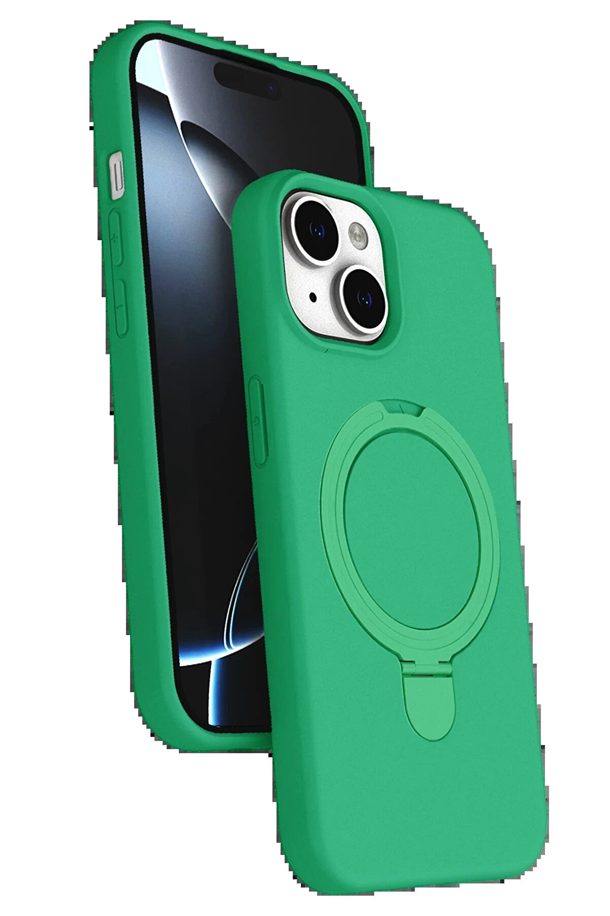 Buti̇k Apple İphone 15 Plus Regal Magsafe Standlı Kapak - Yeşi̇l-(5796)