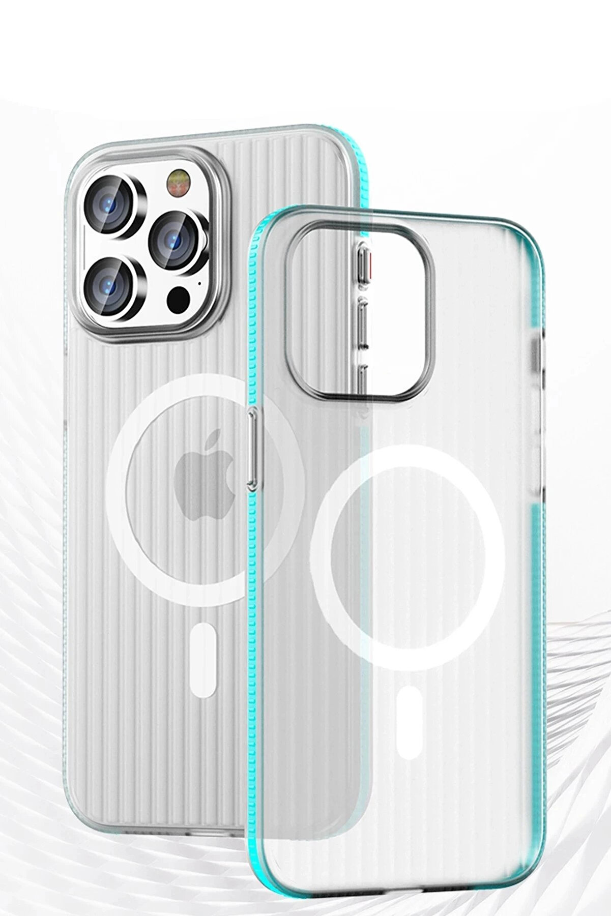 Buti̇k İphone 16 Pro Max Li̇ne Magsafe Kapak - Gri̇-(5796)