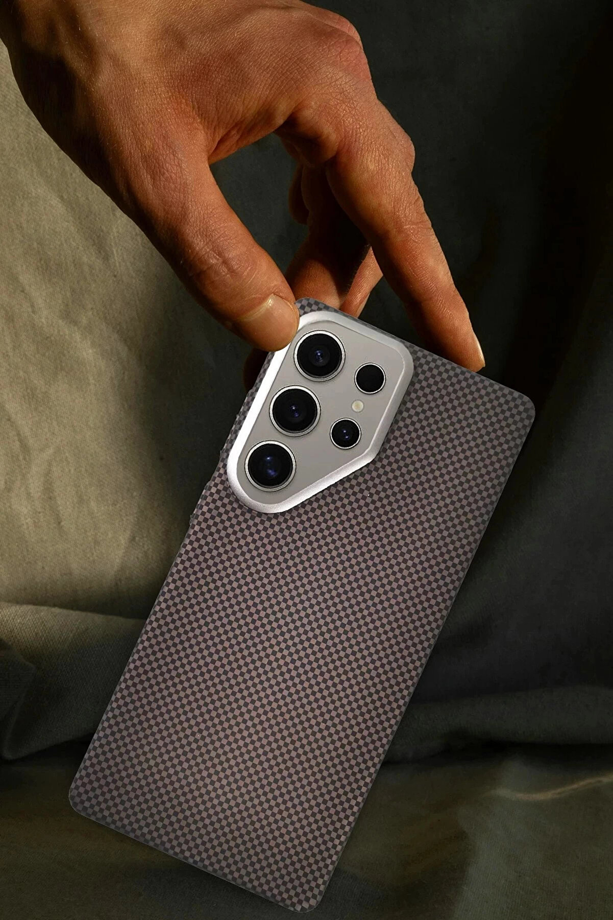 Buti̇k Samsung Galaxy S24 Ultra Besa Magsafe Kapak - Natural Grey-(5796)