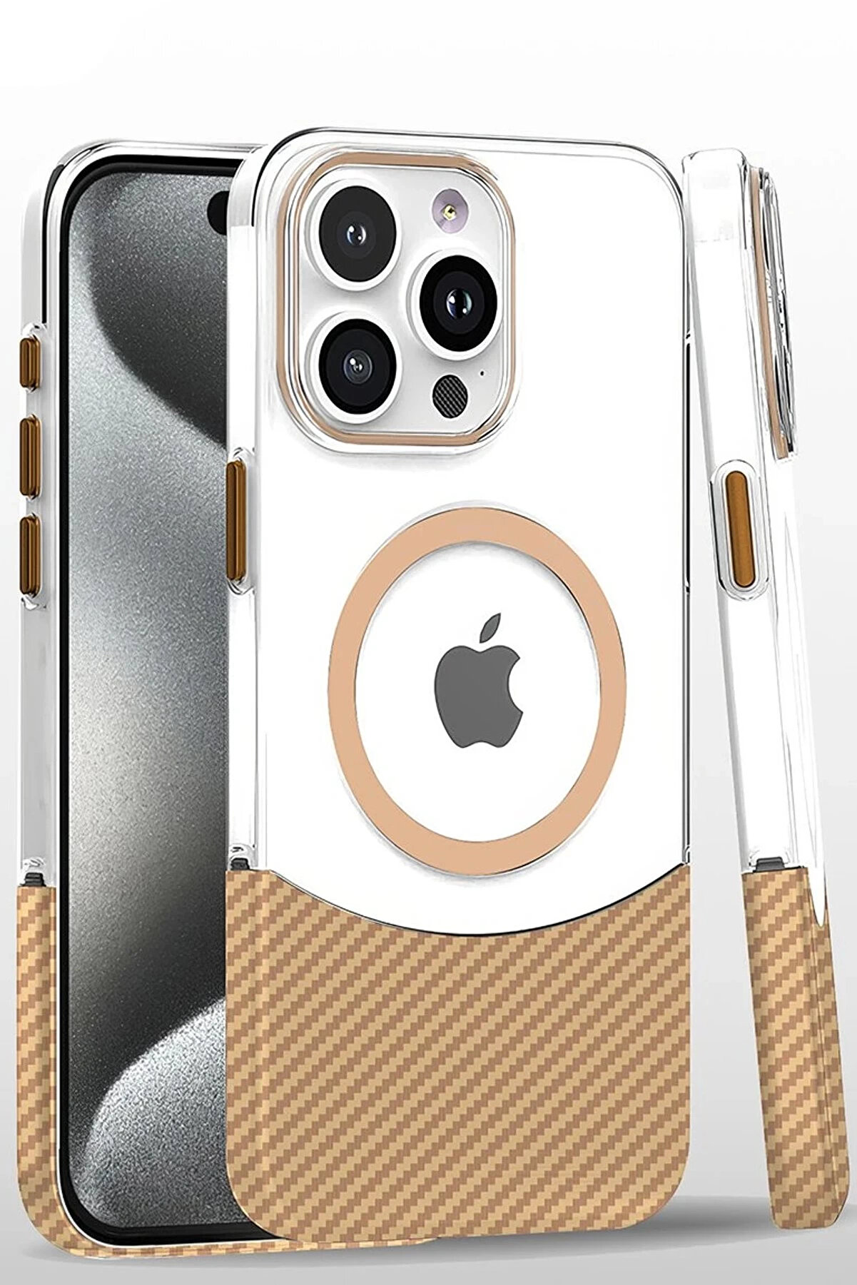 Buti̇k İphone 16 Pro Carbon Puzzle Magsafe Kapak - Desert-(5796)