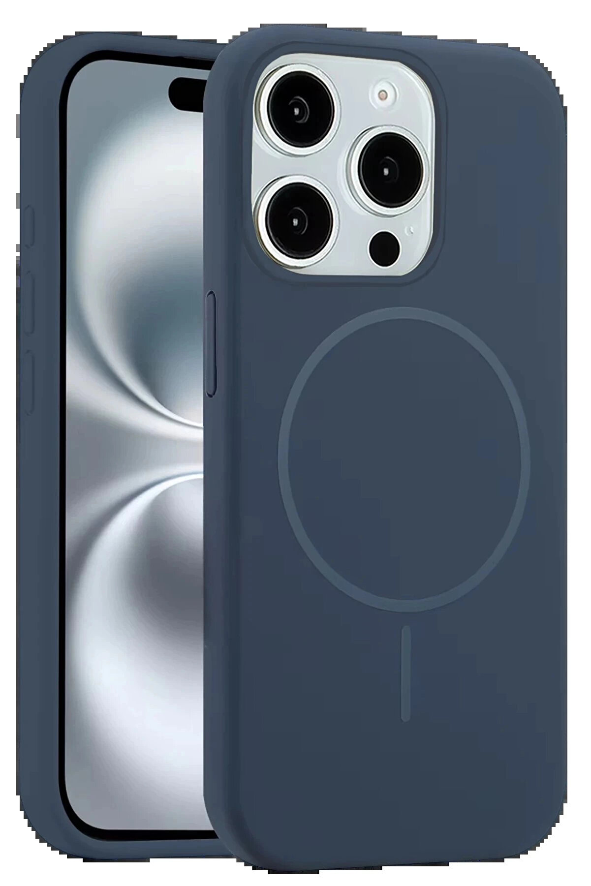 Buti̇k İphone 15 Pro Max Kılıf Jully Magsafe Kapak - Laci̇vert-(5796)