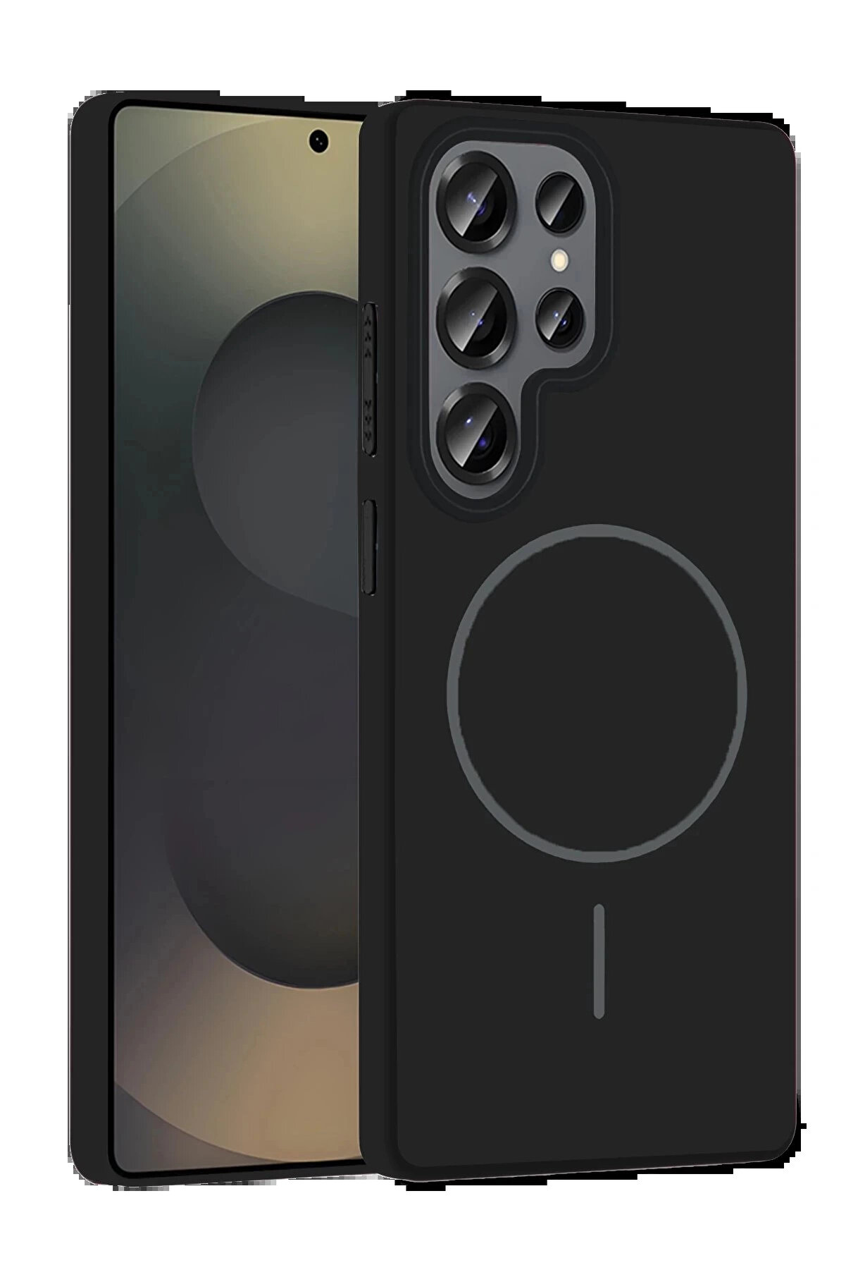 Buti̇k Samsung Galaxy S25 Ultra Broş Magsafe Kapak - Si̇yah-(5796)