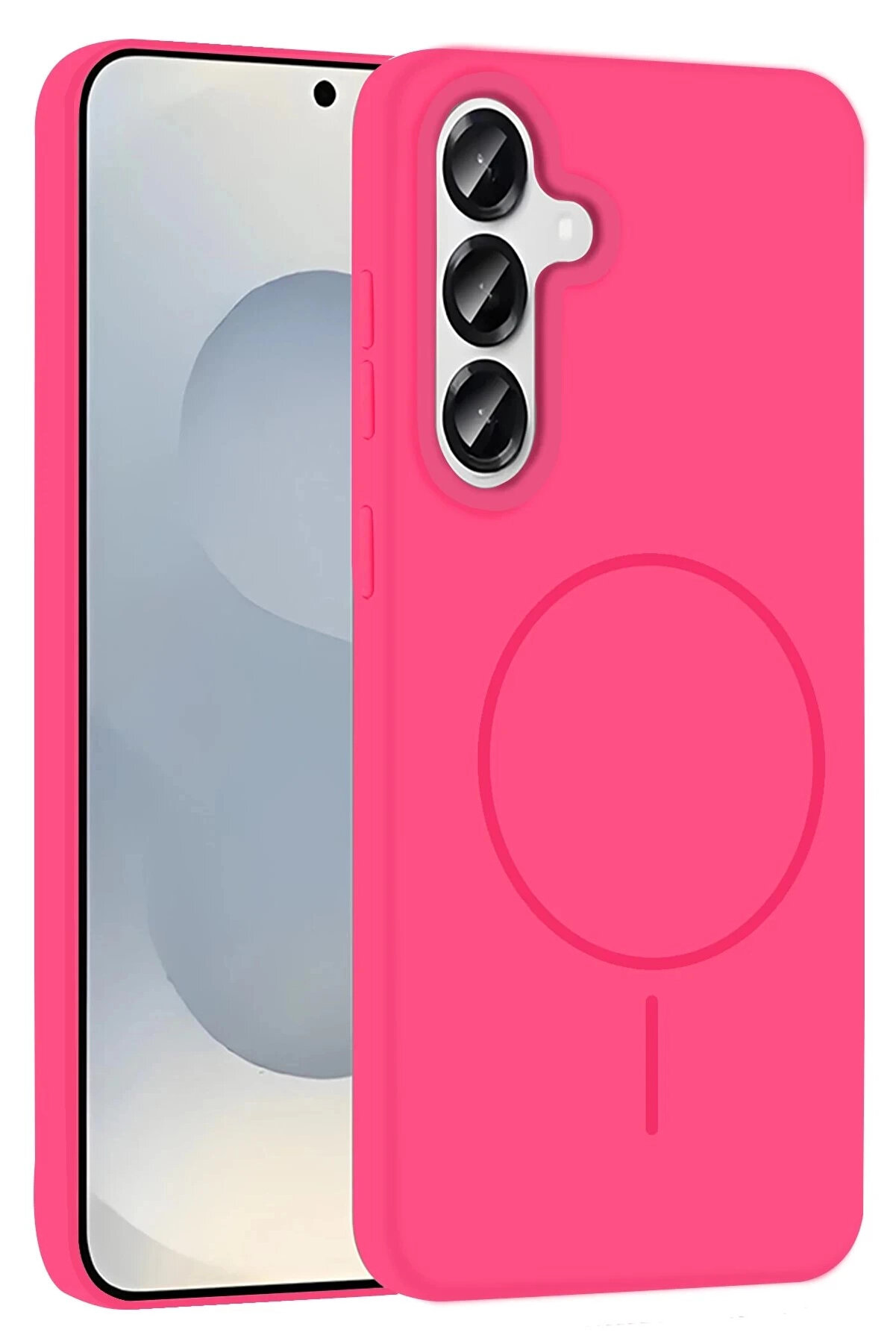 Buti̇k Samsung Galaxy S23 Fe Kılıf Jully Magsafe Kapak - Fuşya-(5796)