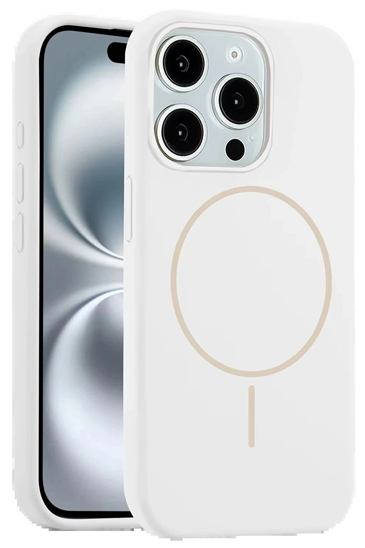 Buti̇k İphone 15 Pro Max Kılıf Jully Magsafe Kapak - Beyaz-(5796)