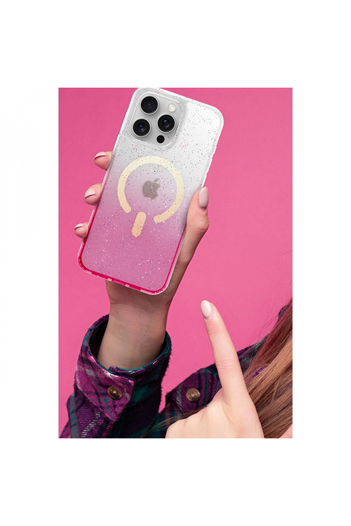 Buti̇k Apple İphone 15 Plus Pummel Shi̇ny Magsafe Kapak - Si̇yah