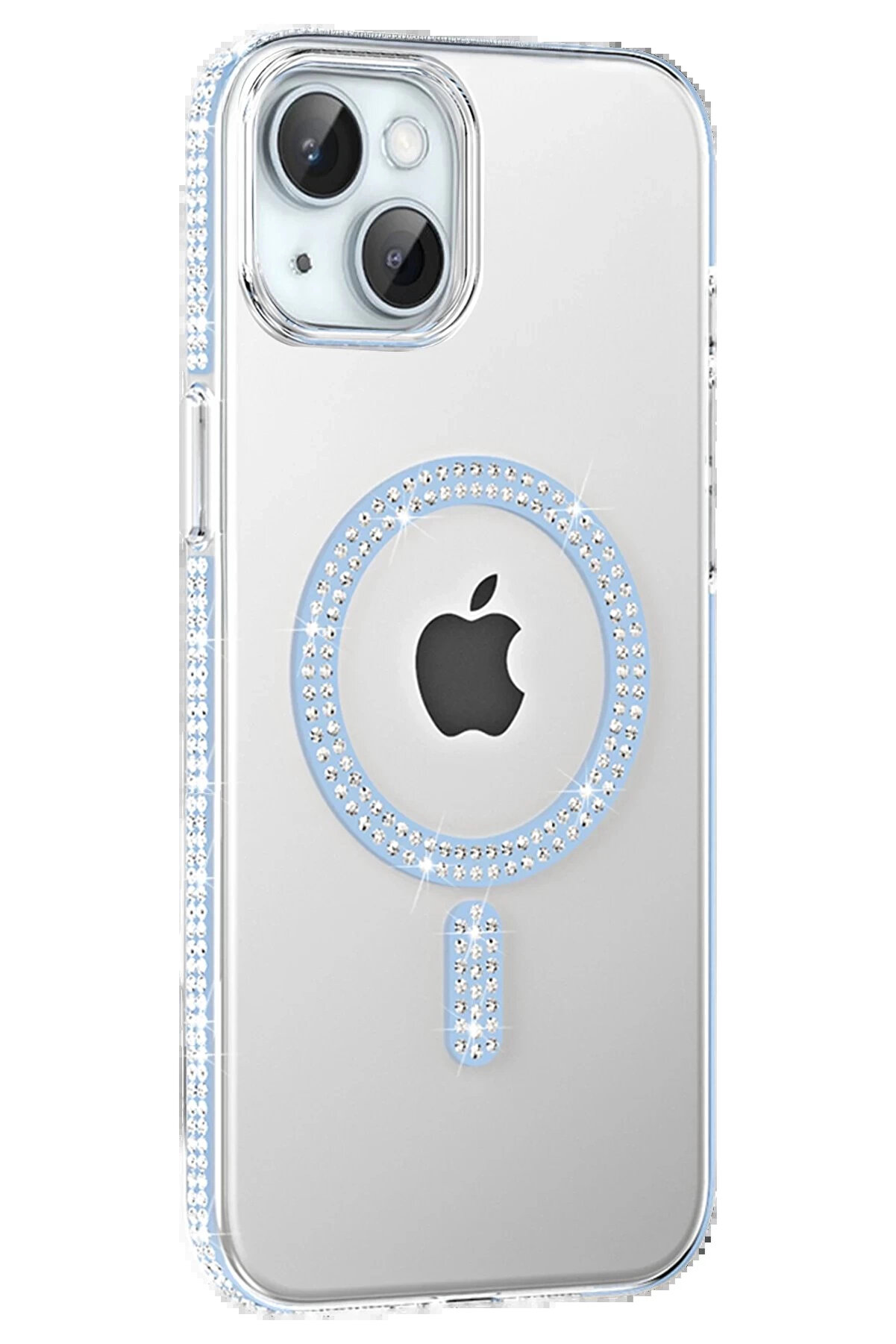Buti̇k Apple İphone 14 Move Taşlı Magsafe Kapak - Mavi̇-(5796)