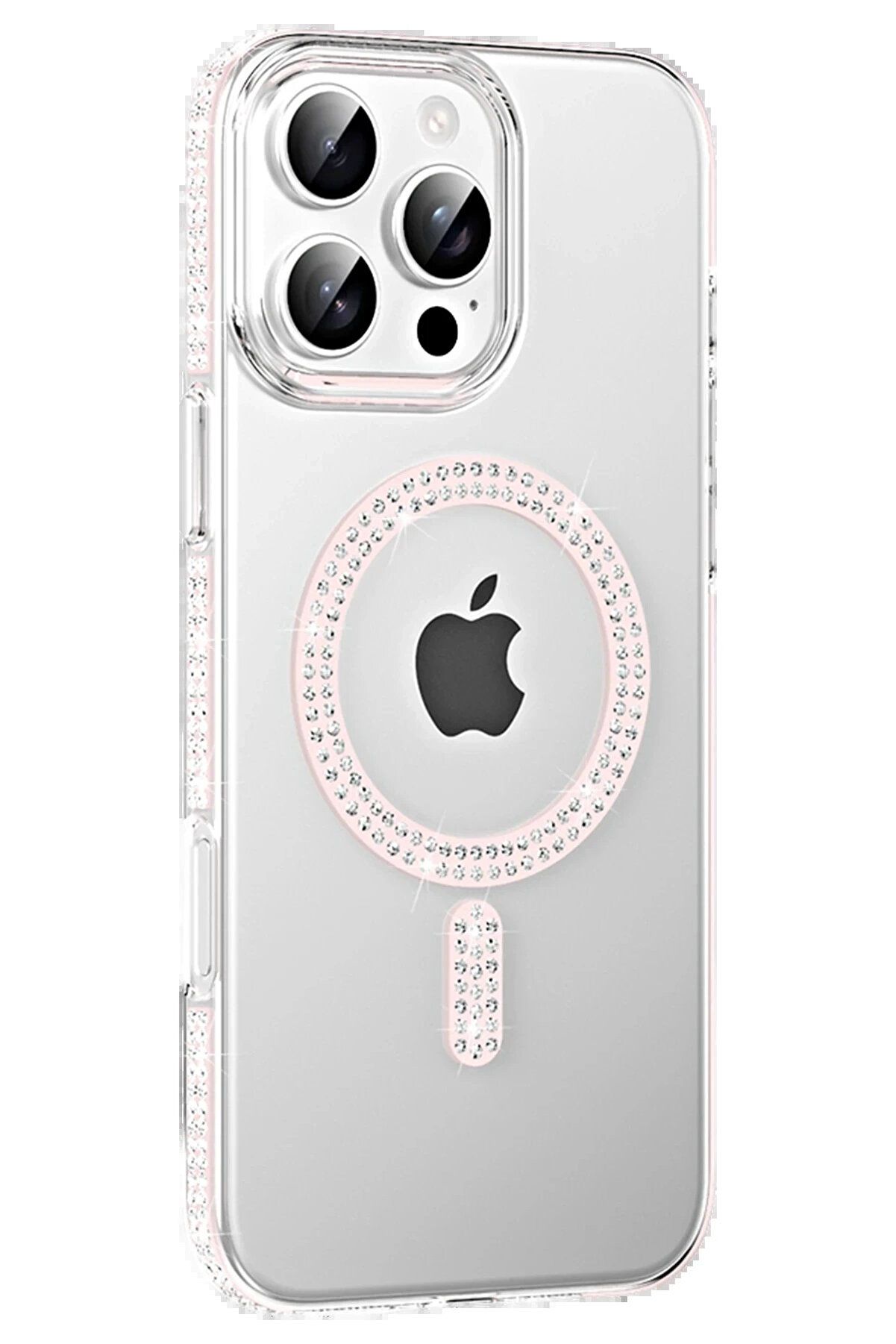 Buti̇k Apple İphone 16 Pro Max Move Taşlı Magsafe Kapak - G&uuml;m&uuml;ş-(5796)