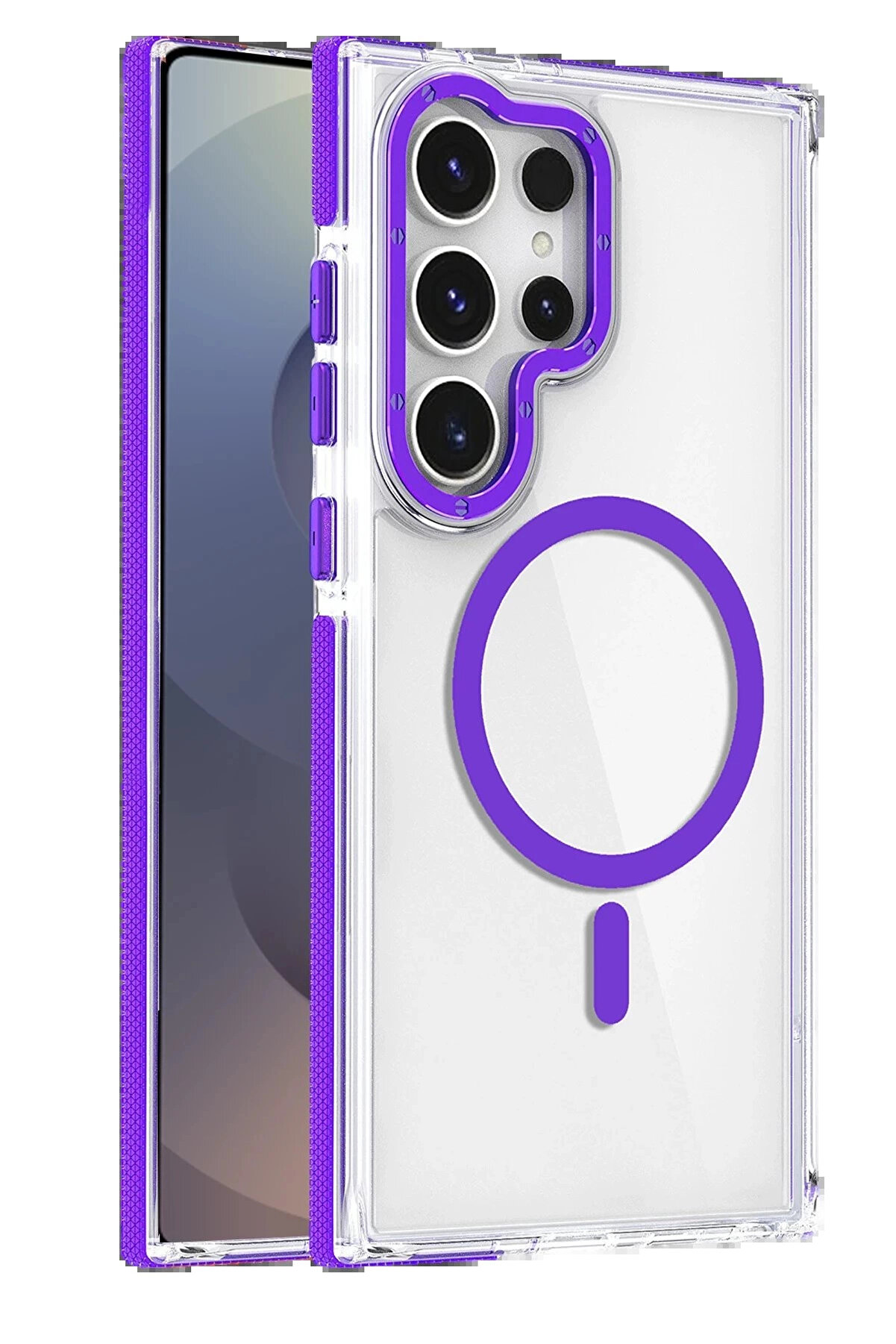 Buti̇k Samsung Galaxy S25 Ultra Bella Magsafe Kapak - Deri̇n Mor-(5796)