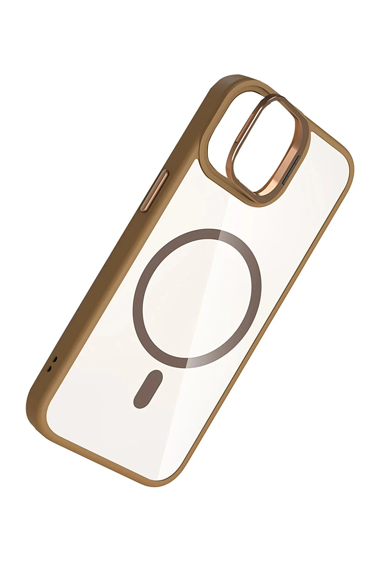 Buti̇k Apple İphone 11 Remi̇m Lensli̇ Magsafe Standlı Kapak - Kahverengi̇-(5796)