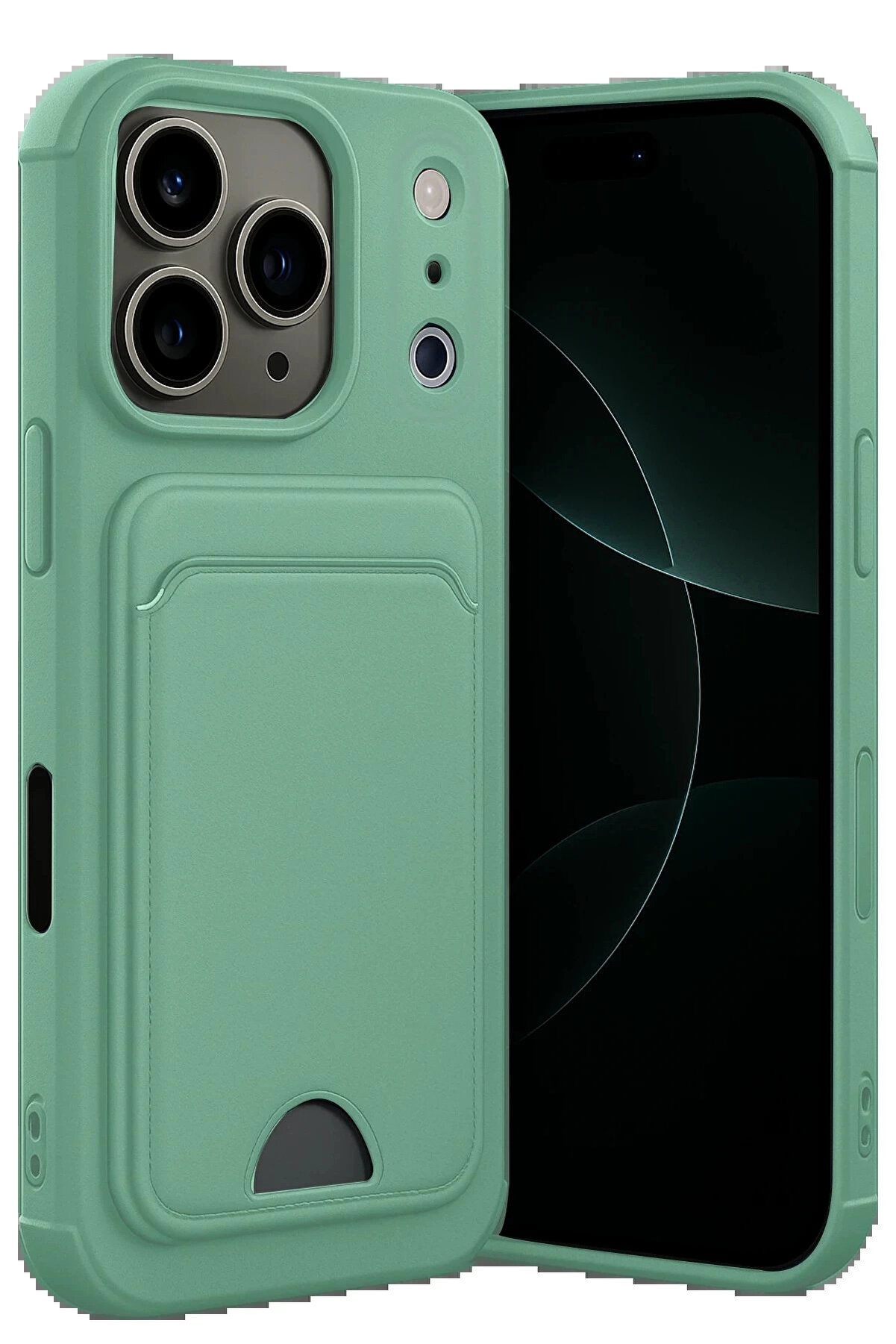 Buti̇k Apple İphone 17 Pro Max Kelvi̇n Kartvi̇zi̇tli̇ Si̇li̇kon - A&ccedil;ık Yeşi̇l-(5796)