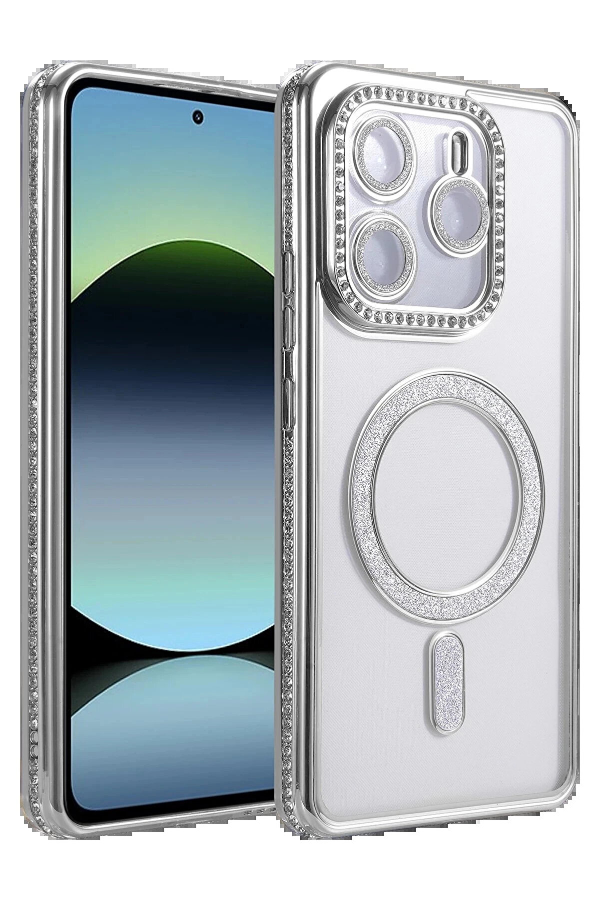 Buti̇k Xi̇aomi̇ Redmi̇ Note 14 4G Joke Si̇mli̇ Magneti̇csafe Kılıf - G&uuml;m&uuml;ş-(5796)