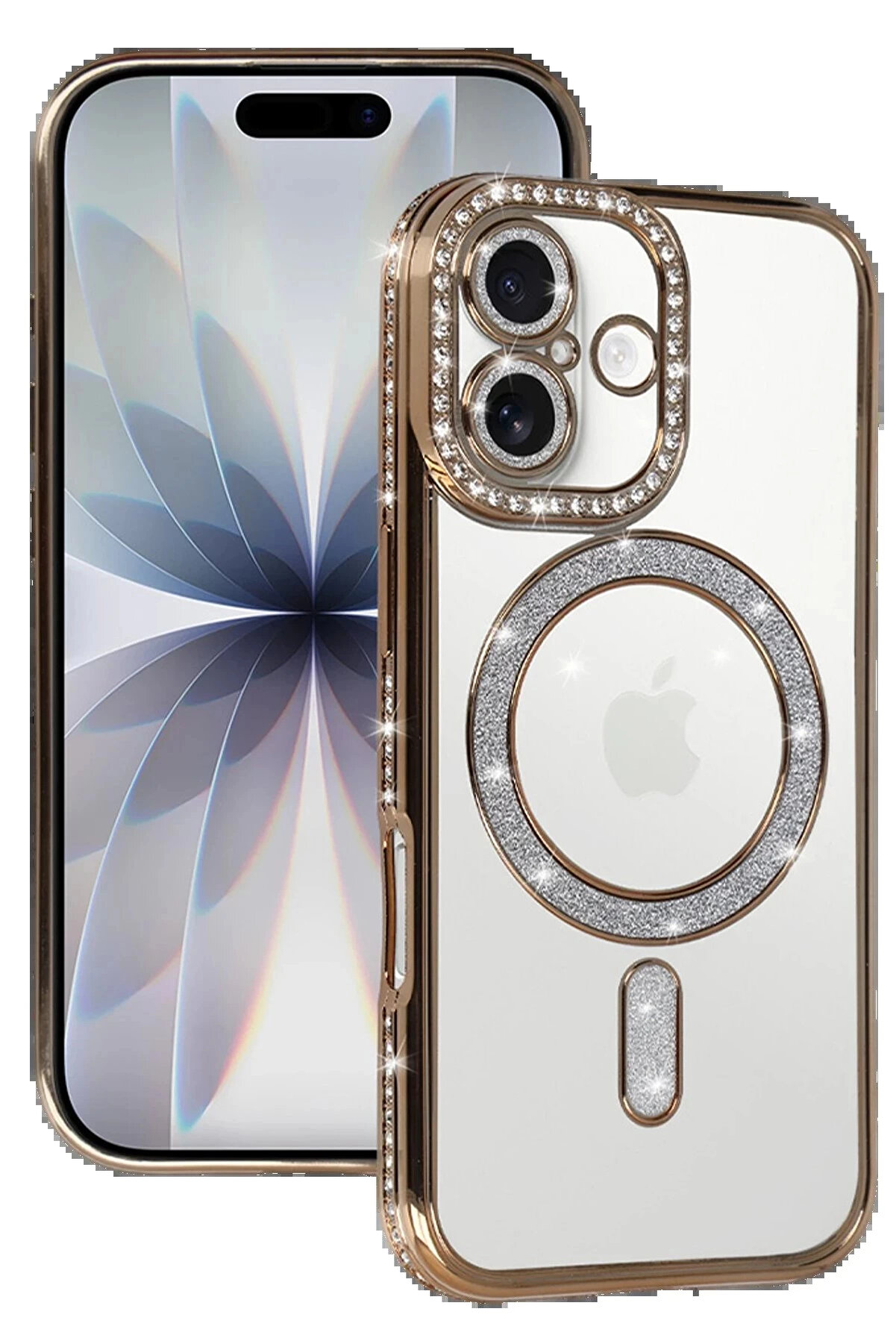 Buti̇k Apple İphone 17 Joke Si̇mli̇ Magneti̇csafe Kılıf - Gold-(5796)