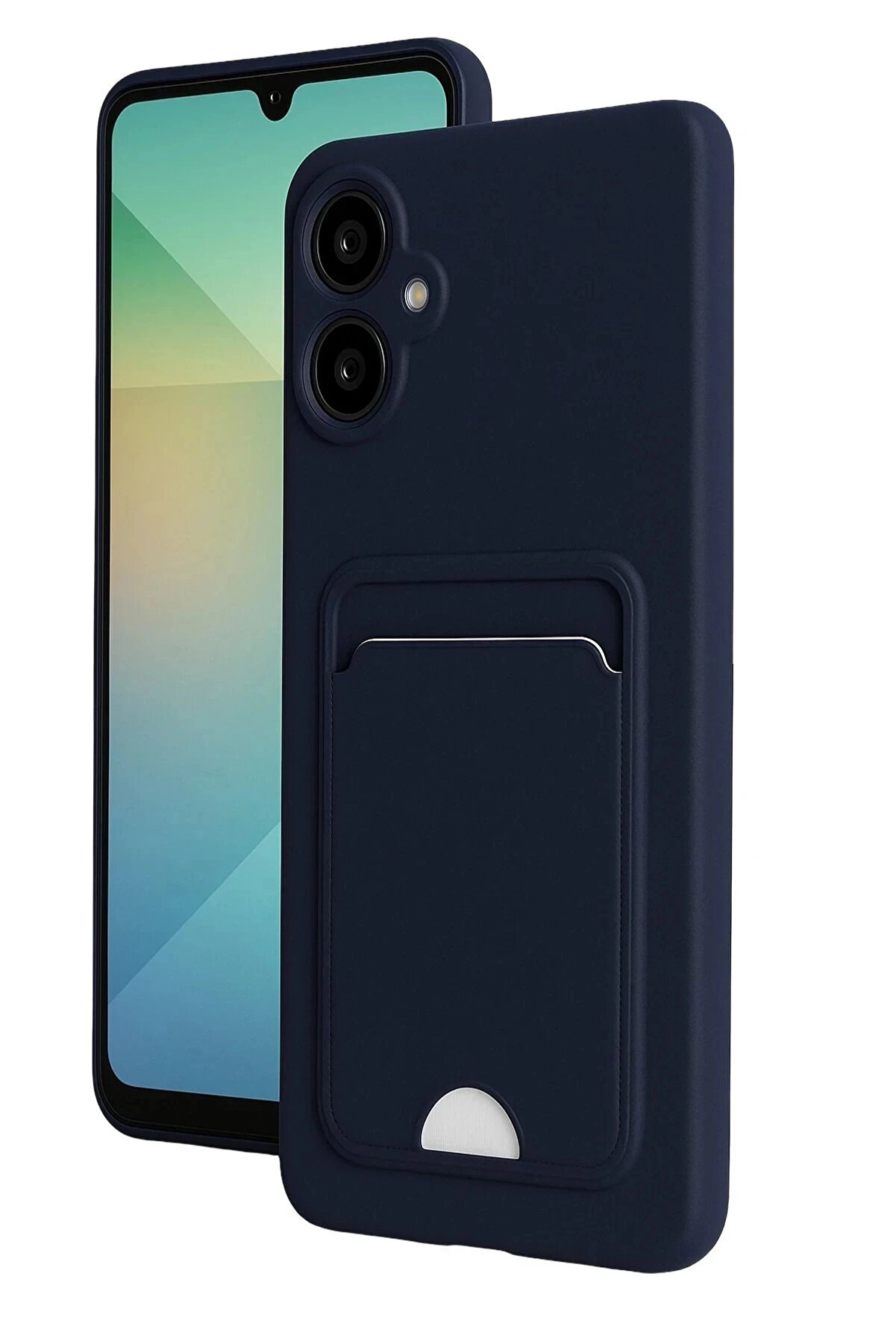 Buti̇k Samsung Galaxy A07 Kelvi̇n Kartvi̇zi̇tli̇ Si̇li̇kon - Laci̇vert-(5796)