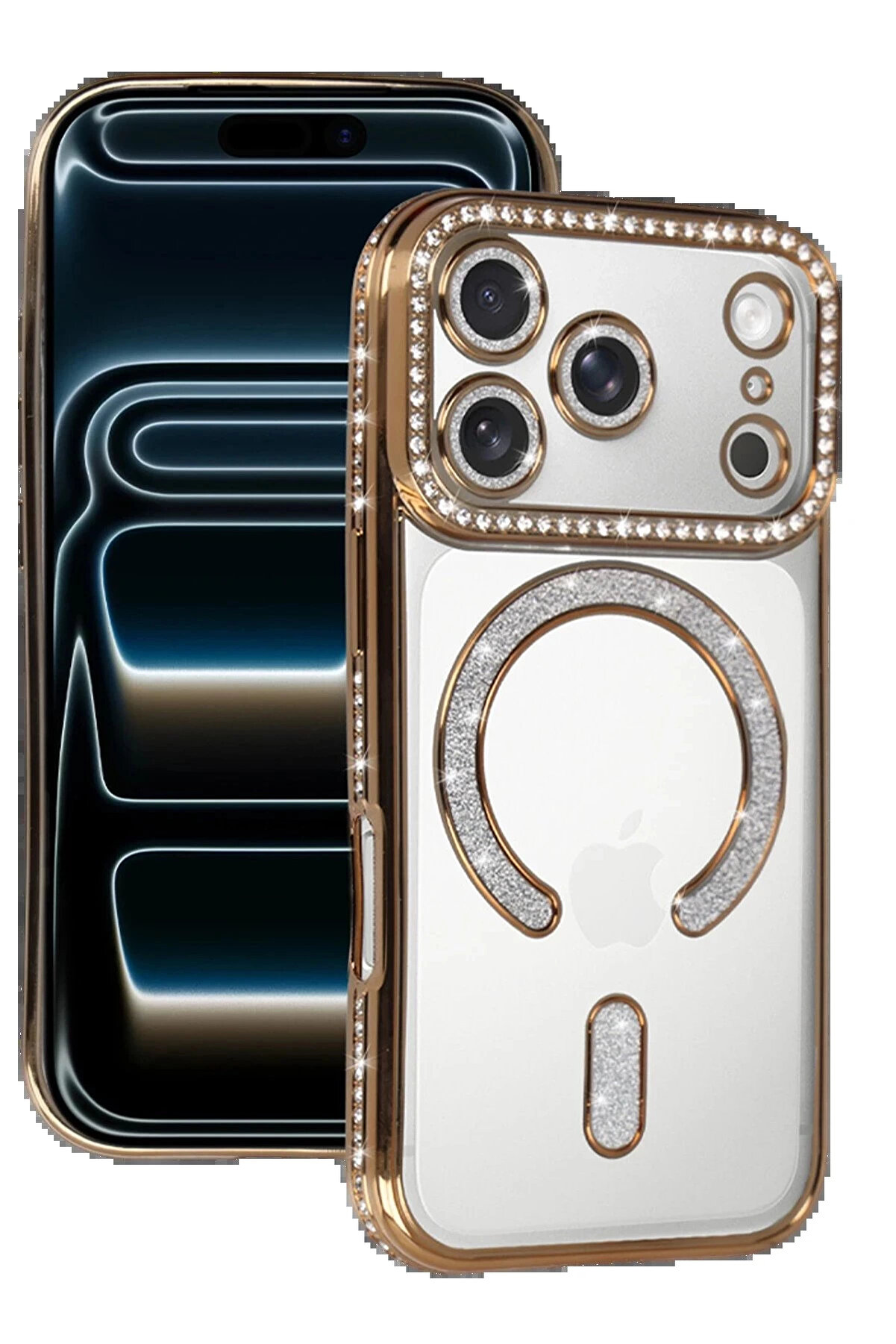 Buti̇k Apple İphone 17 Pro Max Joke Si̇mli̇ Magneti̇csafe Kılıf - Gold-(5796)