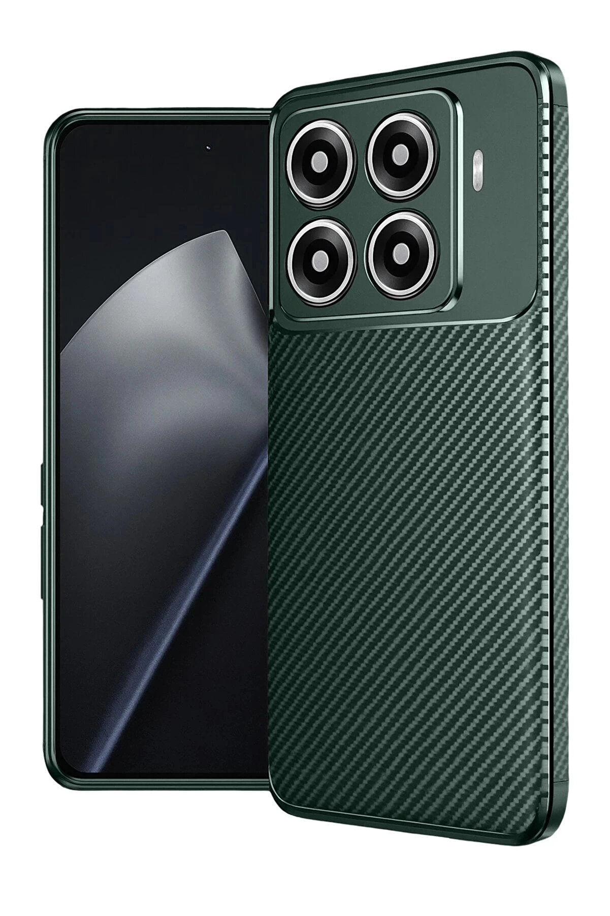 Buti̇k Xi̇aomi̇ Mi̇ 15T Pro Auto Focus Karbon Kapak - Koyu Yeşi̇l-(5796)