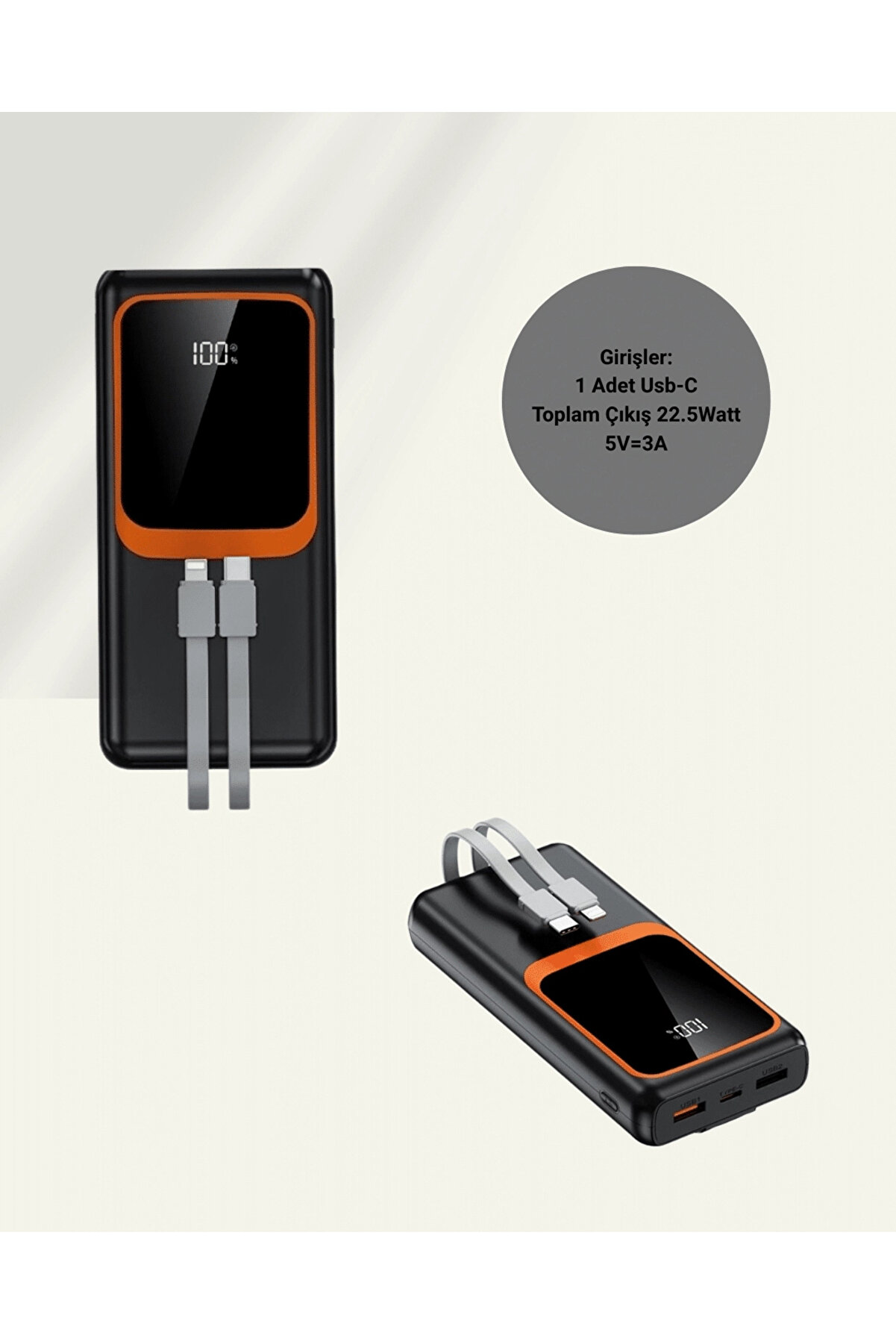 Buti̇k 20000 Mah Taşınabi̇li̇r Powerbank | &Ccedil;ok Kablolu Hızlı Şarj Destekli̇ (22.5W)