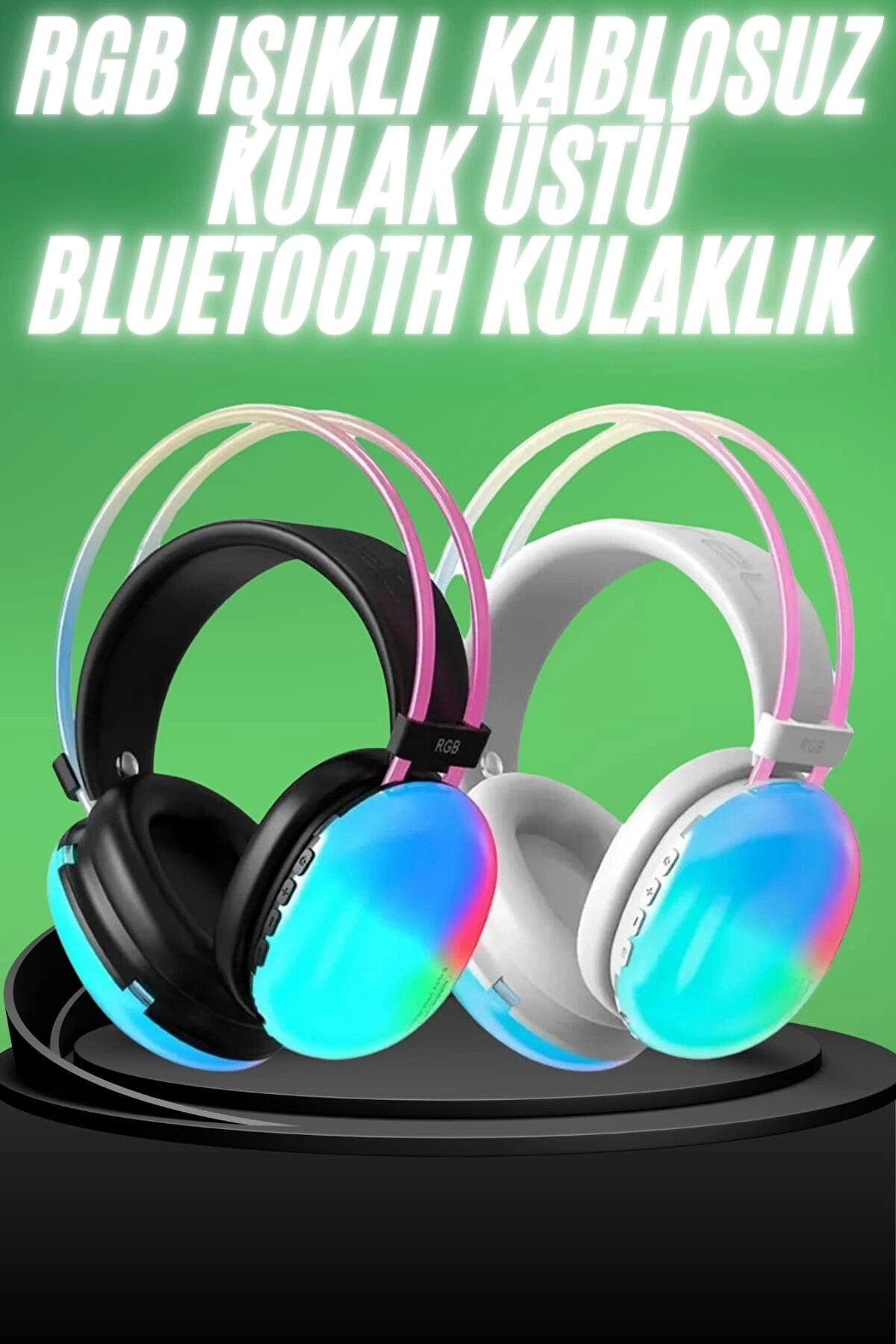 Mkr Yeni̇ Nesi̇l Kulak &Uuml;st&uuml; Kablosuz Uzun &Ouml;m&uuml;rl&uuml; Rgb Işıklı Bluetooth Kulaklık