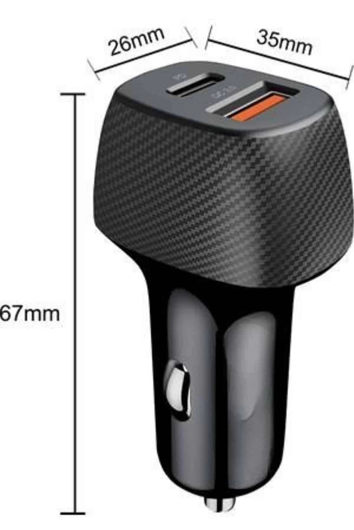 Buti̇k Ara&ccedil; İ&ccedil;i̇ Hızlı Şarj Soketi̇ 38W Oto &Ccedil;akmaklık Type-C Araba &Ccedil;akmaklık