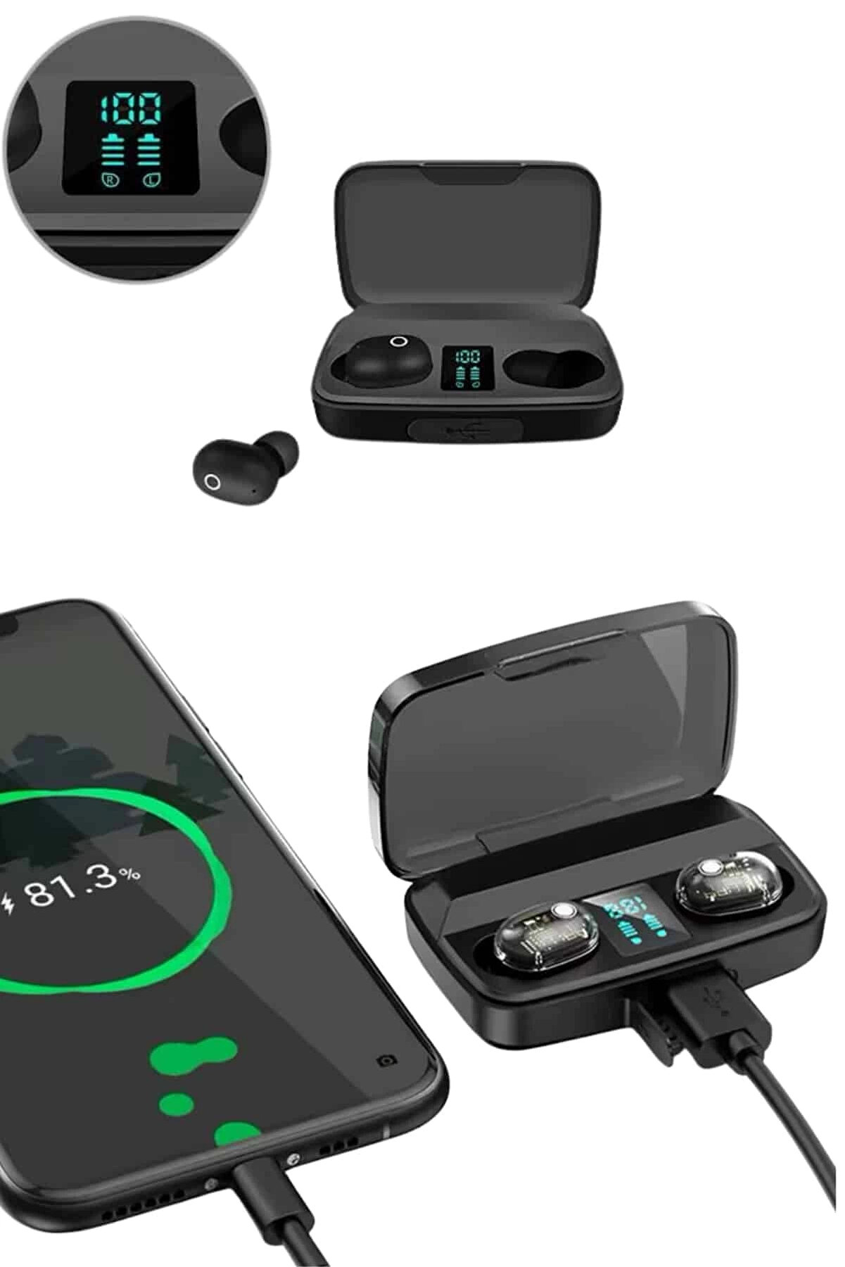 Buti̇k Yeni̇ Nesi̇l Tws Kablosuz Kulaklık G&uuml;&ccedil;l&uuml; Batarya Y&uuml;ksek Kali̇te Bluetooth 5.0 Anc &Ouml;zelli̇ği̇