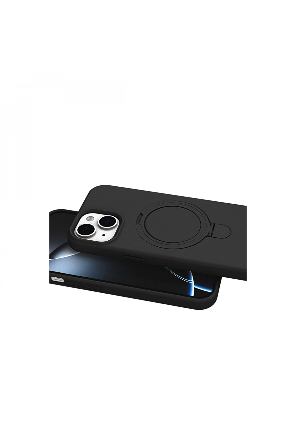 Buti̇k Apple İphone 15 Regal Magsafe Standlı Kapak - Si̇yah-(5796)