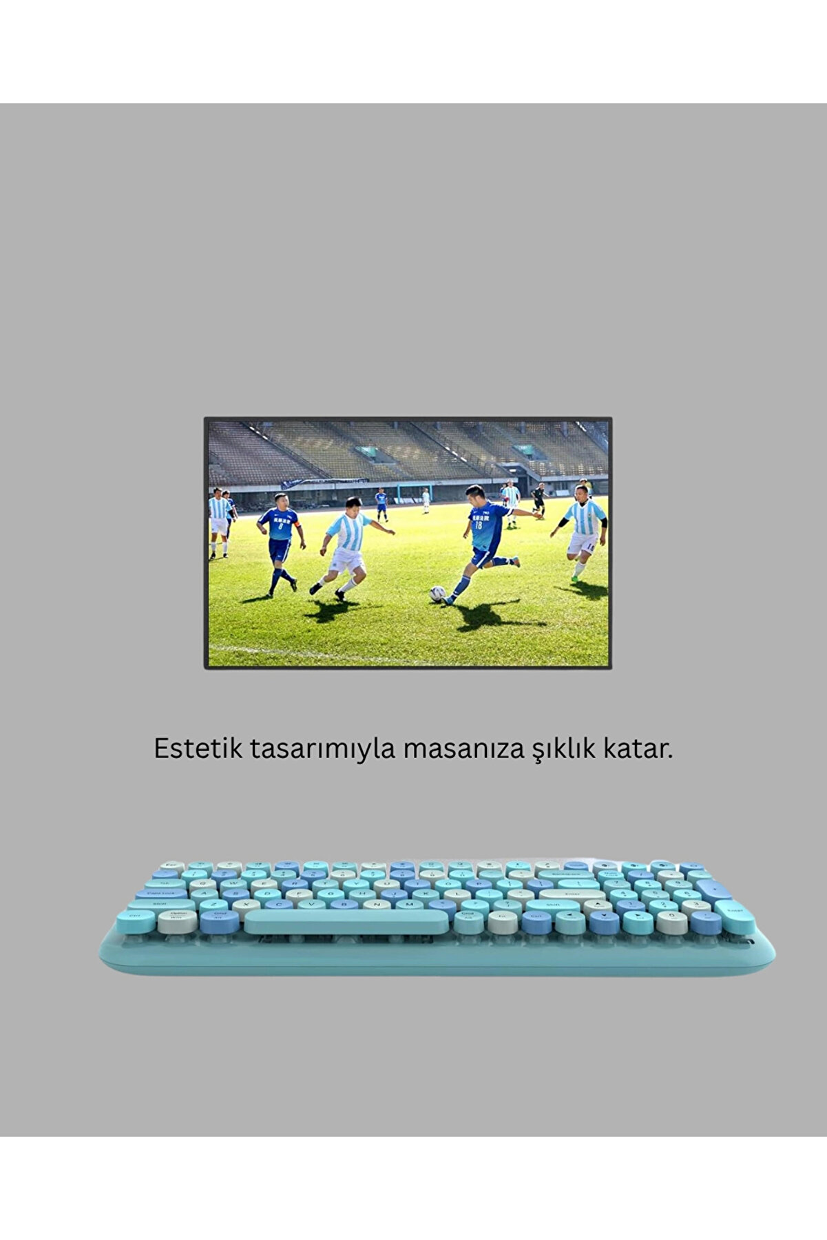 Buti̇k Kablosuz Retro Klavye Ve Mouse Seti̇ &ndash; 104 Tuşlu Sevi̇mli̇ Tasarım